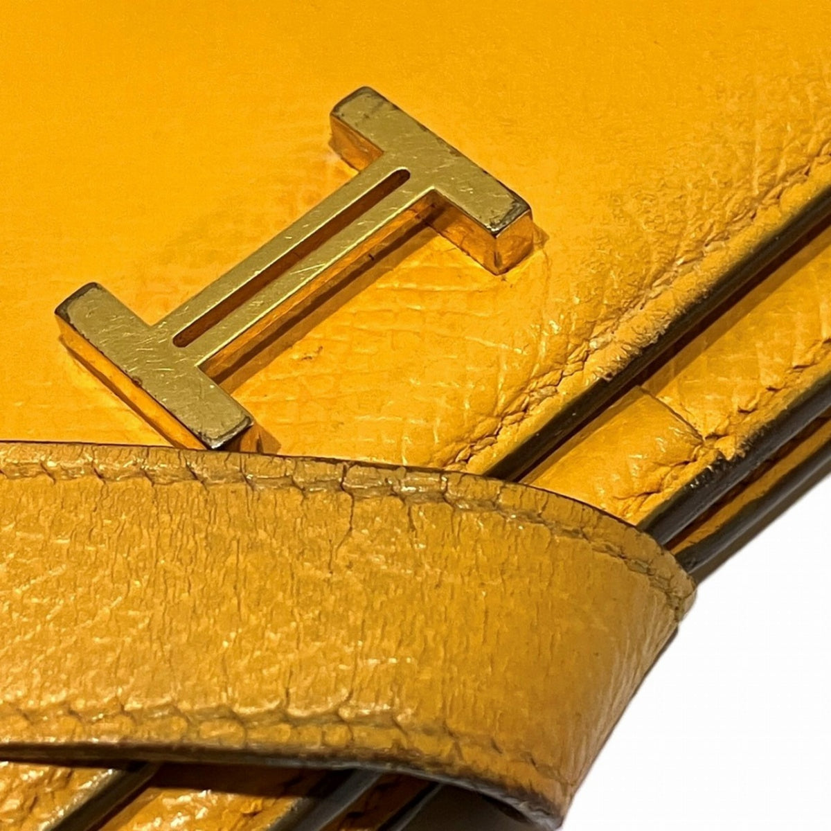 Hermes Bearn Soufre Yellow Epsom Leather Long Wallet (Bi-Fold) (Pre-Owned)