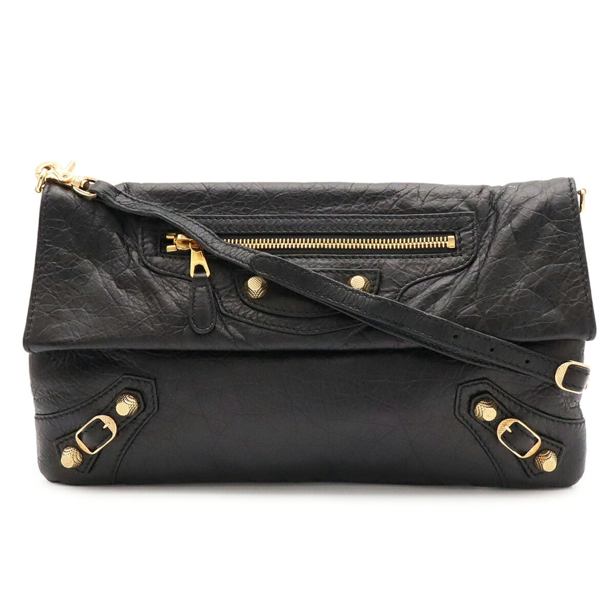 Balenciaga Black Leather Clutch Bag Shoulder Bag (Pre-Owned)
