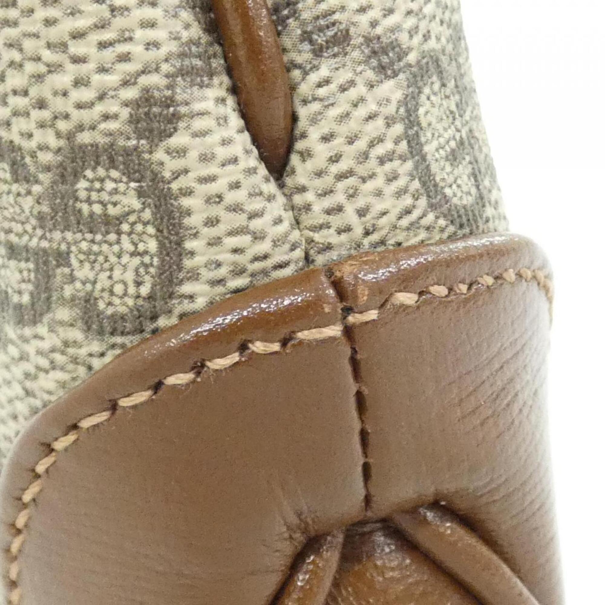 Gucci Beige Brown Gg Supreme Canvas Leather Handbag (Pre-Owned)