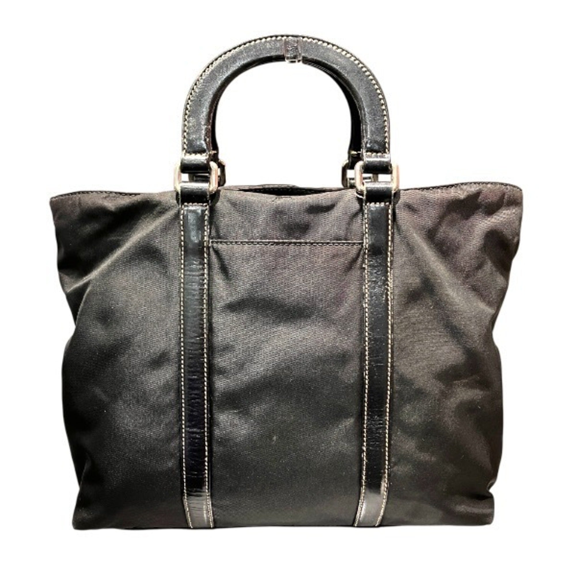 Prada Black Nylon Leather Handbag (Pre-Owned)