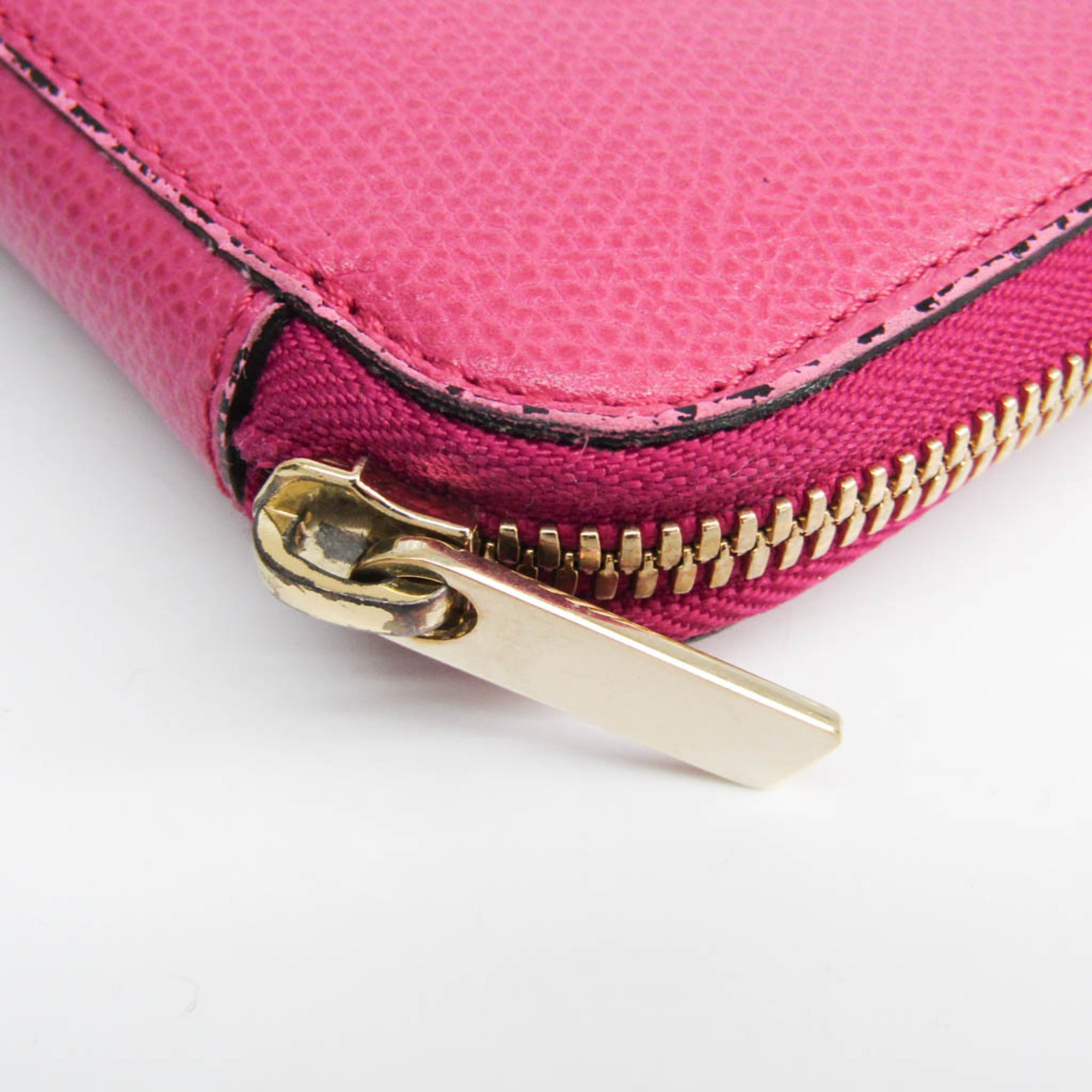 Valextra Pink Leather Long Wallet (Bi-Fold) (Pre-Owned)