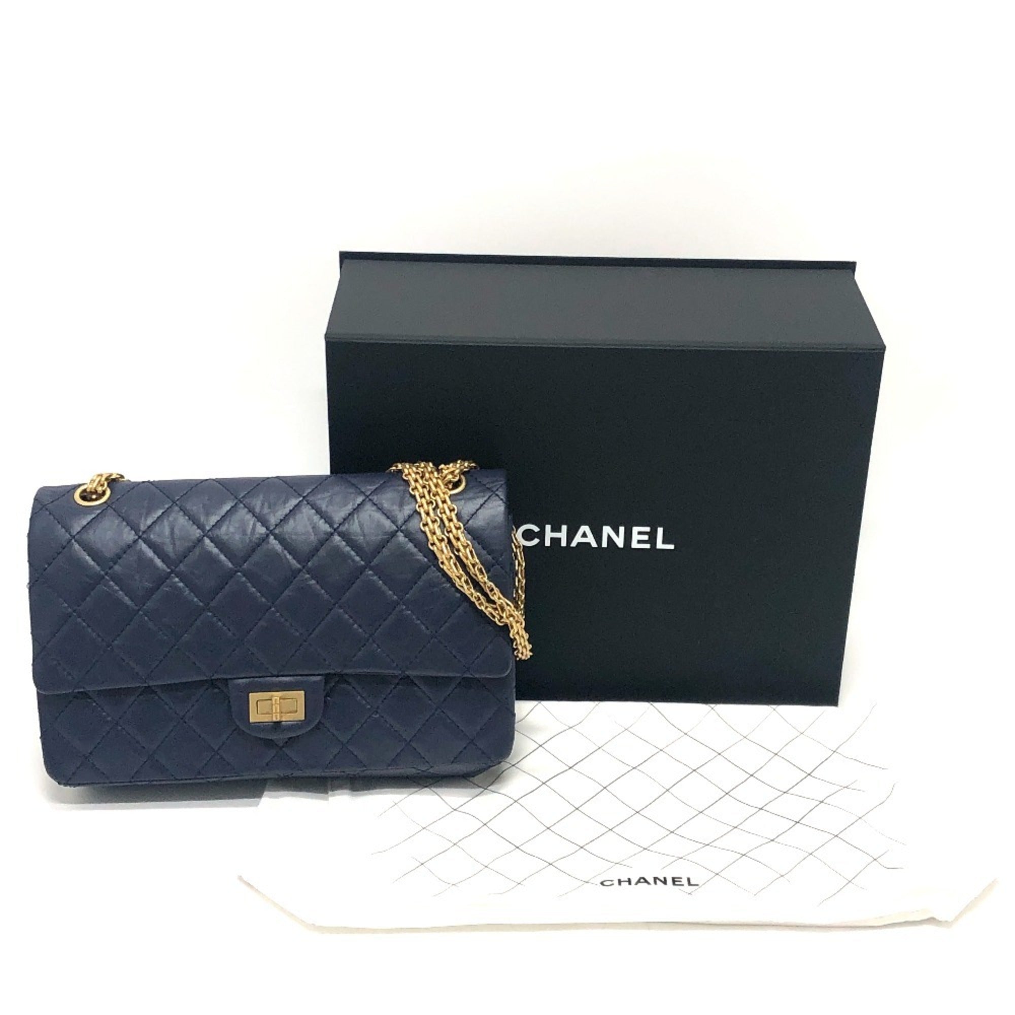 Chanel Navy Leather Shoulder Bag (Pre-Owned)