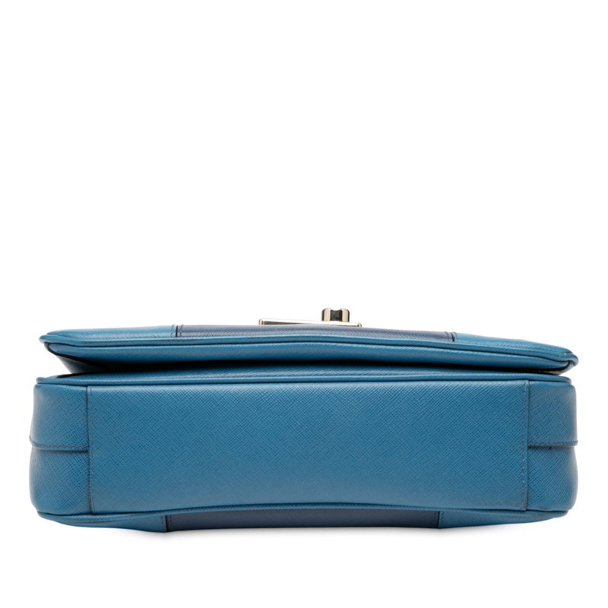 Prada Blue Leather Handbag Shoulder Bag (Pre-Owned)