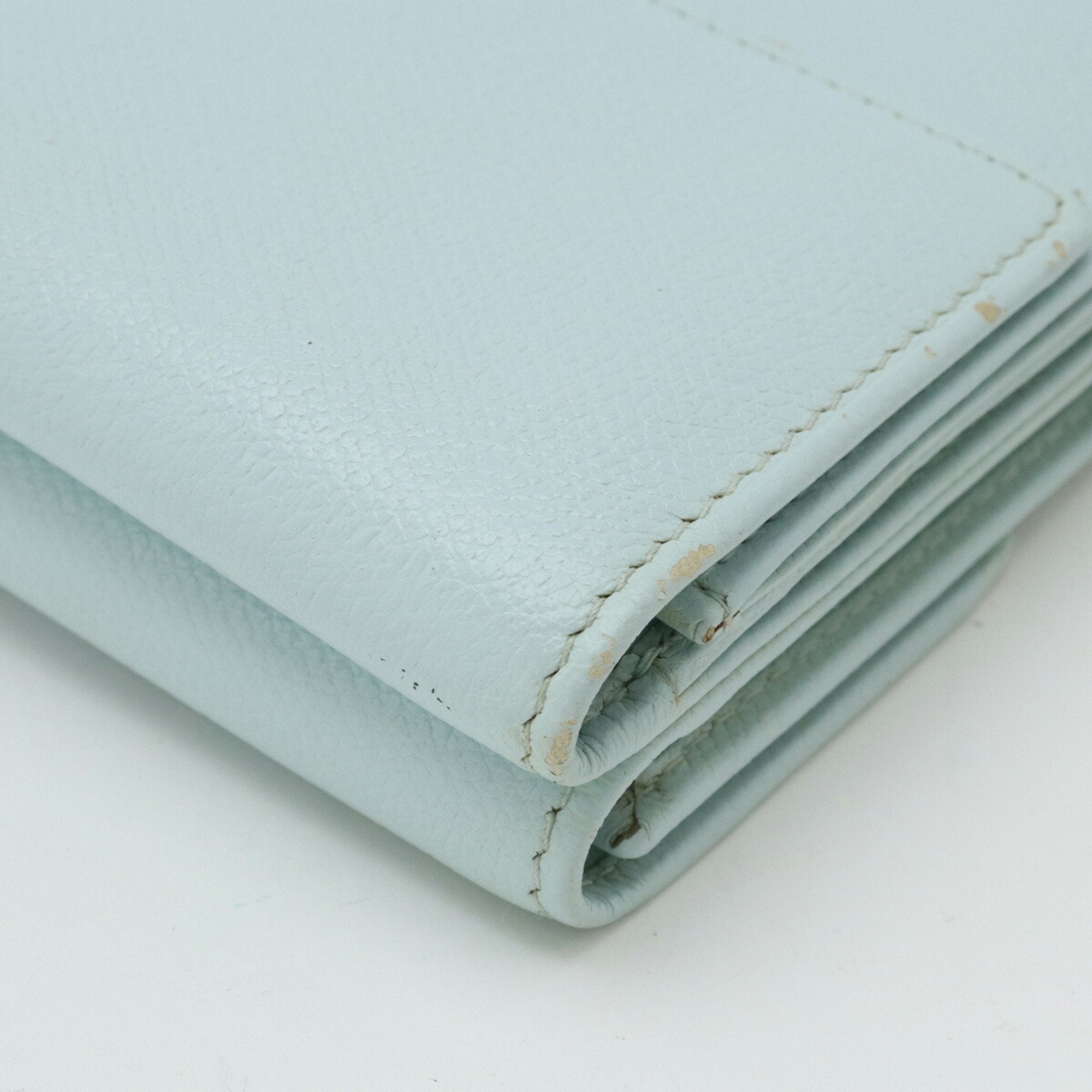 Chanel Light Blue Mint Blue Leather Coin Purse/Coin Case (Pre-Owned)