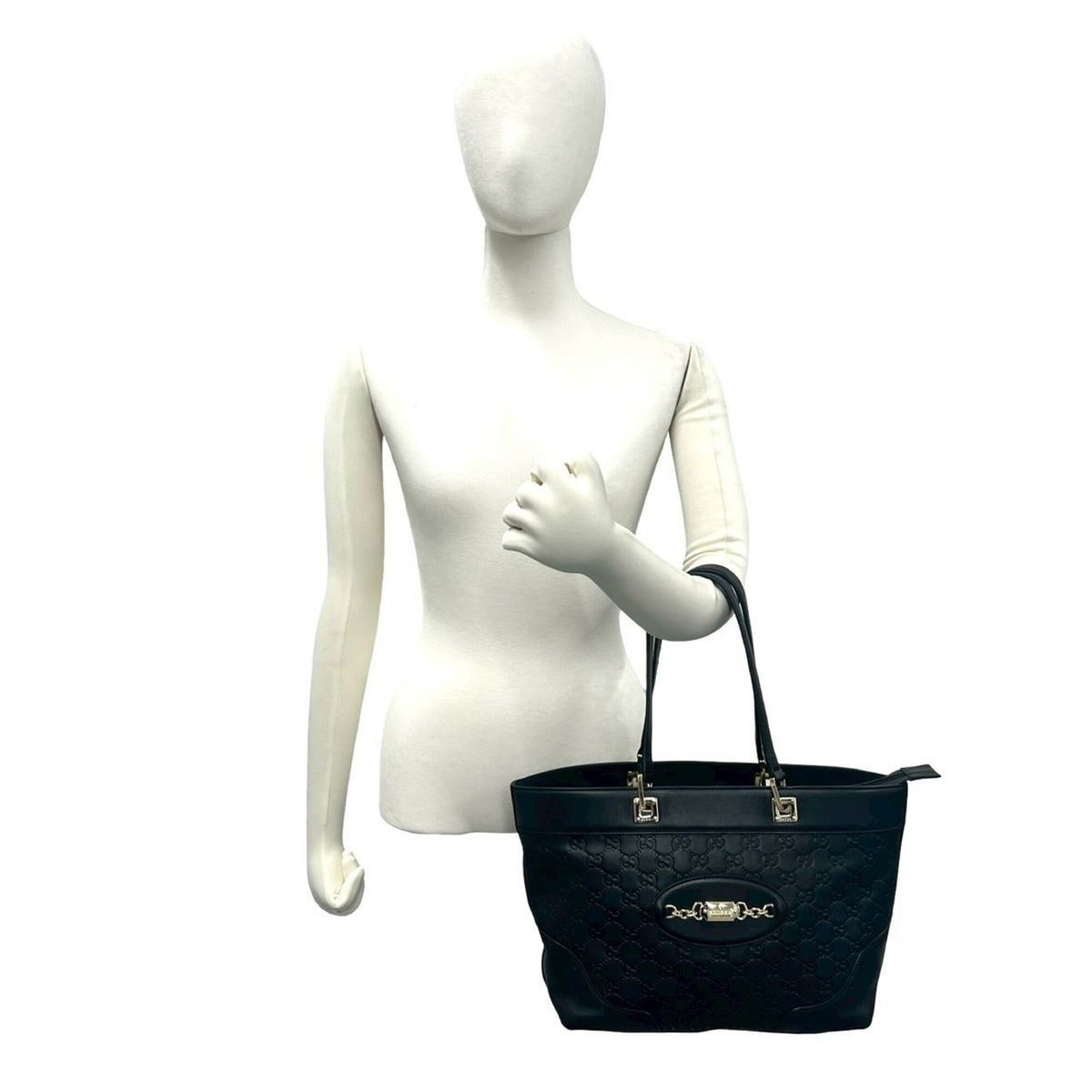 Gucci Black Leather Boston Bag Handbag Tote Bag (Pre-Owned)