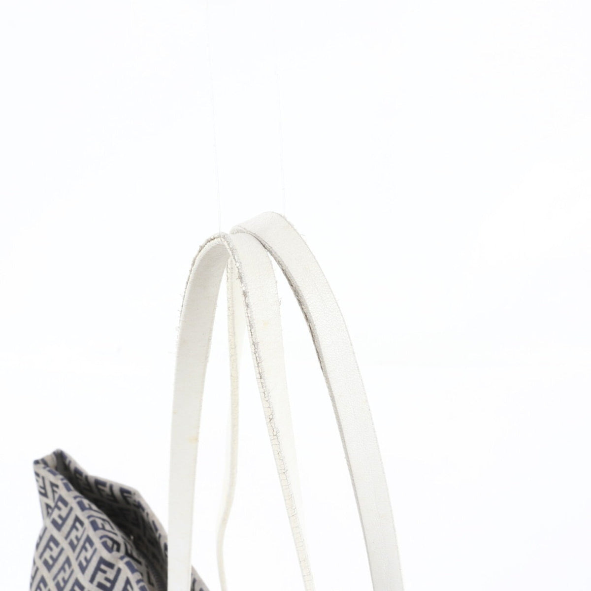 Fendi Gray Leather Canvas Handbag Shoulder Bag Tote Bag (Pre-Owned)
