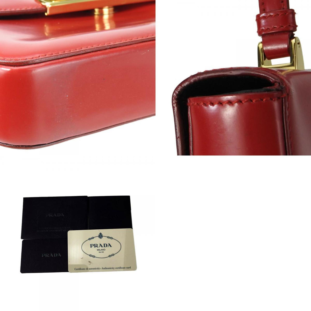 Prada Red Color Leather Handbag (Pre-Owned)