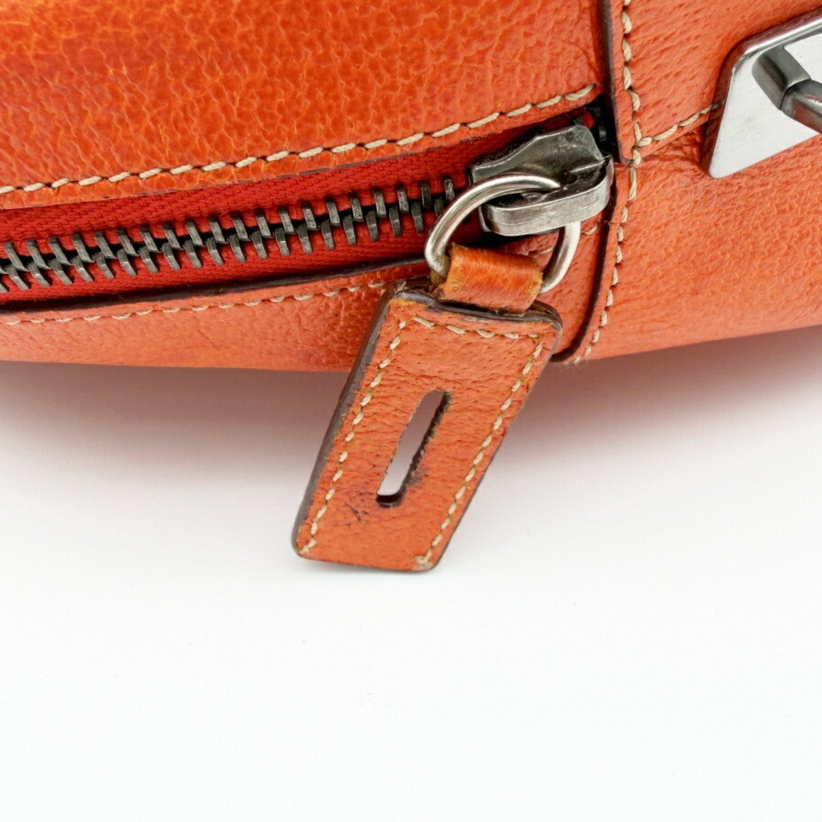Prada Orange Leather Boston Bag (Pre-Owned)