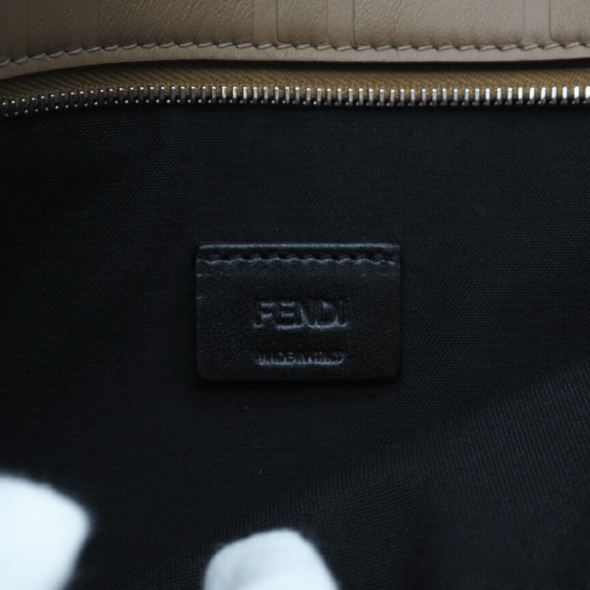Fendi Brown Orange Nylon Leather Clutch Bag Pouch (Pre-Owned)