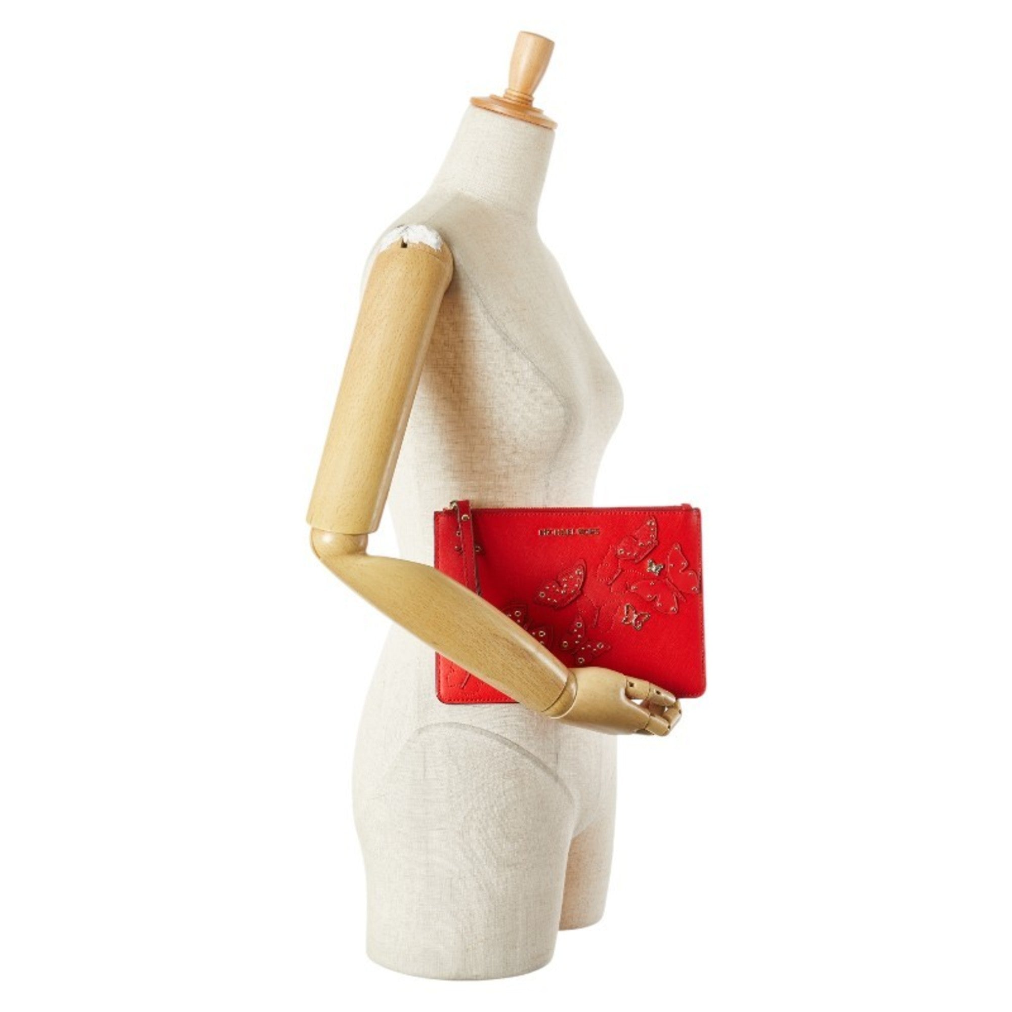 Michael Kors Red Color Leather Clutch Bag (Pre-Owned)