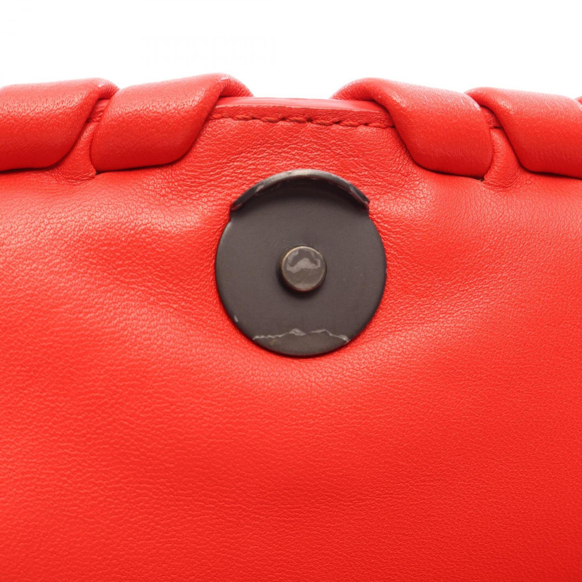 Bottega Veneta Red Color Leather Shoulder Bag (Pre-Owned)