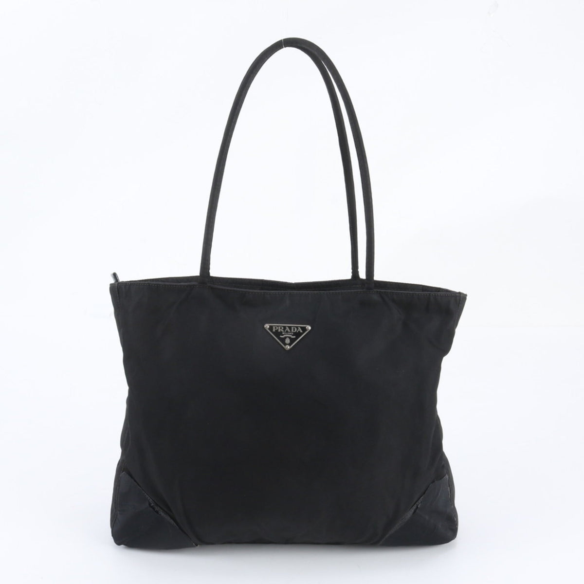 Prada Black Leather Nylon Shoulder Bag Tote Bag (Pre-Owned)