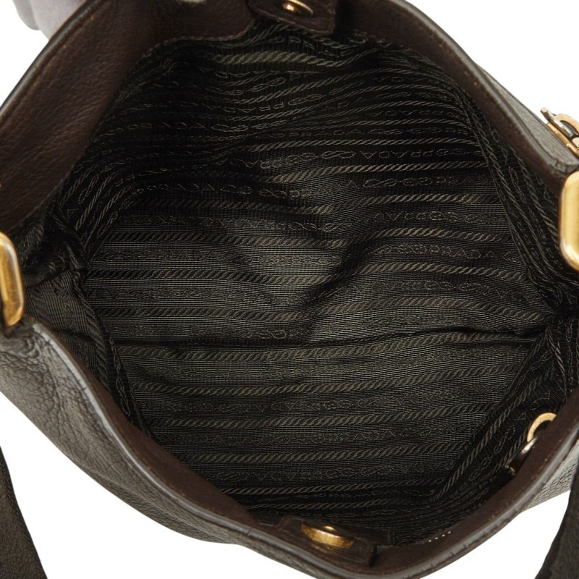 Prada Dark Brown Leather Shoulder Bag (Pre-Owned)