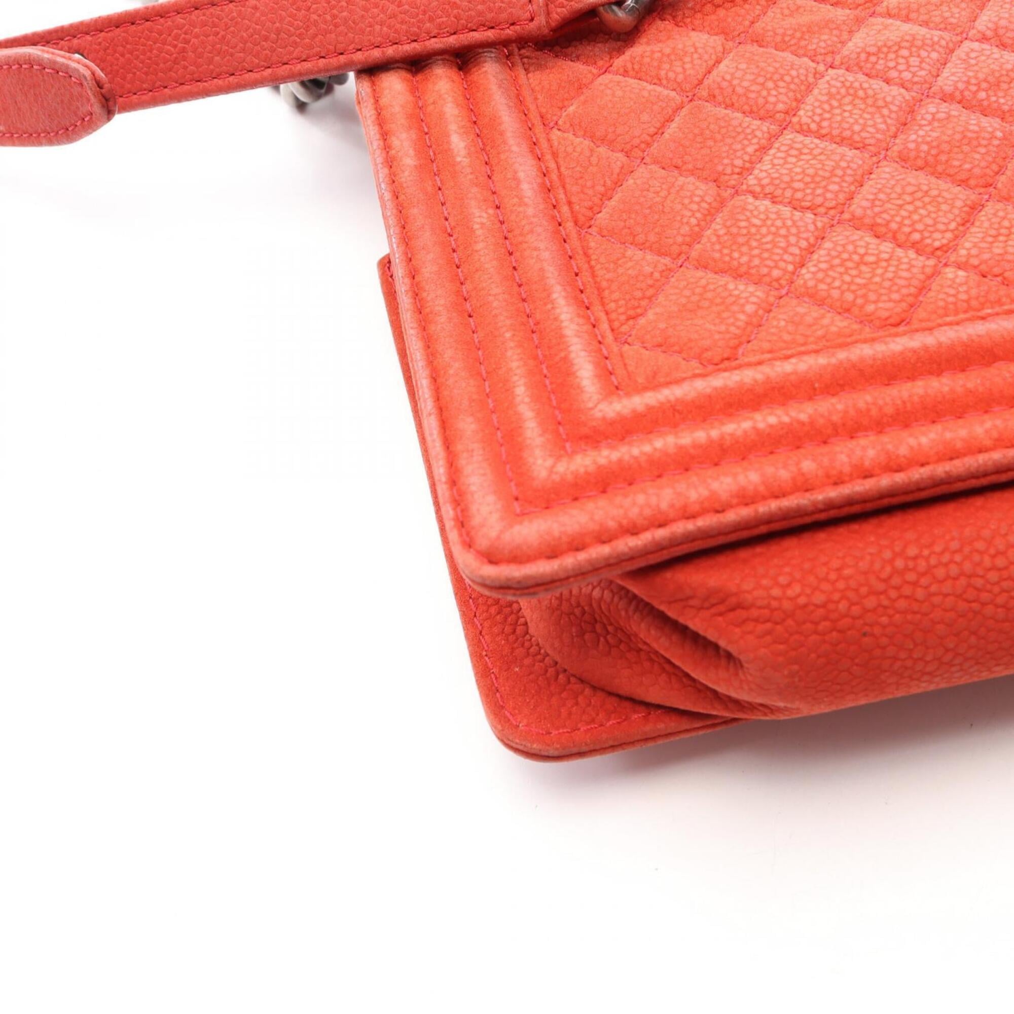 Chanel Red Color Grained Calfskin Handbag Shoulder Bag (Pre-Owned)