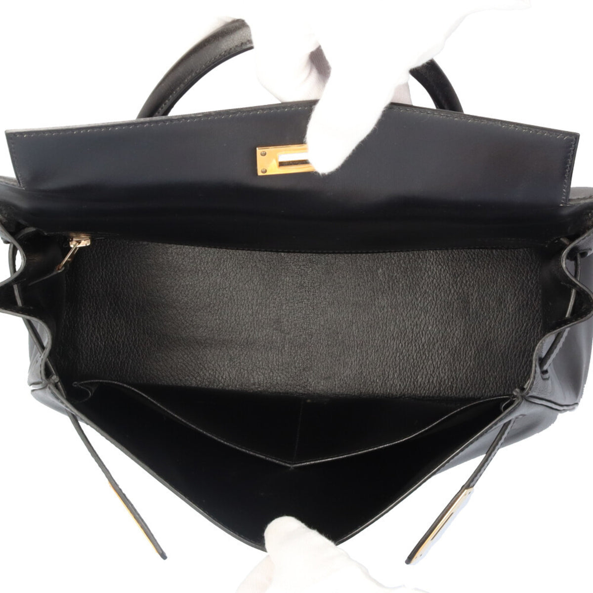 Hermes Black Box Calf Leather Shoulder Bag (Pre-Owned)