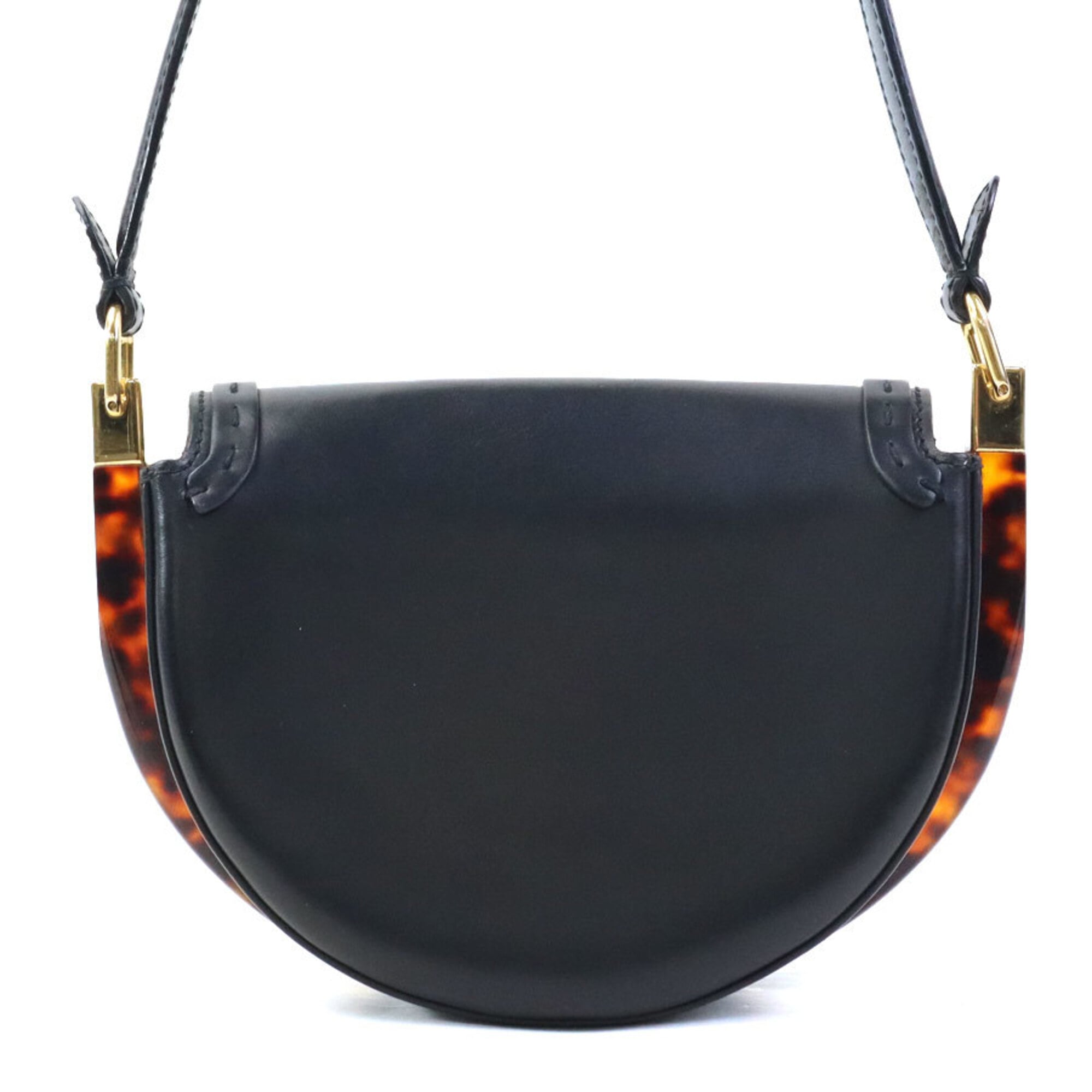 Fendi Black Brown Leather Shoulder Bag (Pre-Owned)