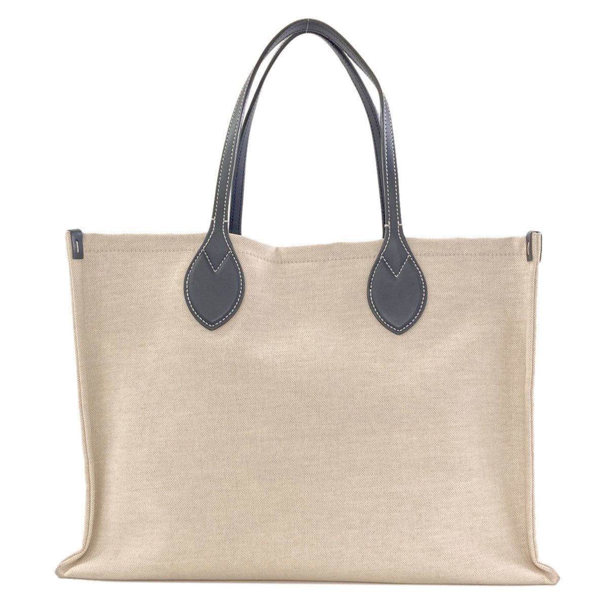 Gucci Beige Navy Canvas Pouch Tote Bag (Pre-Owned)