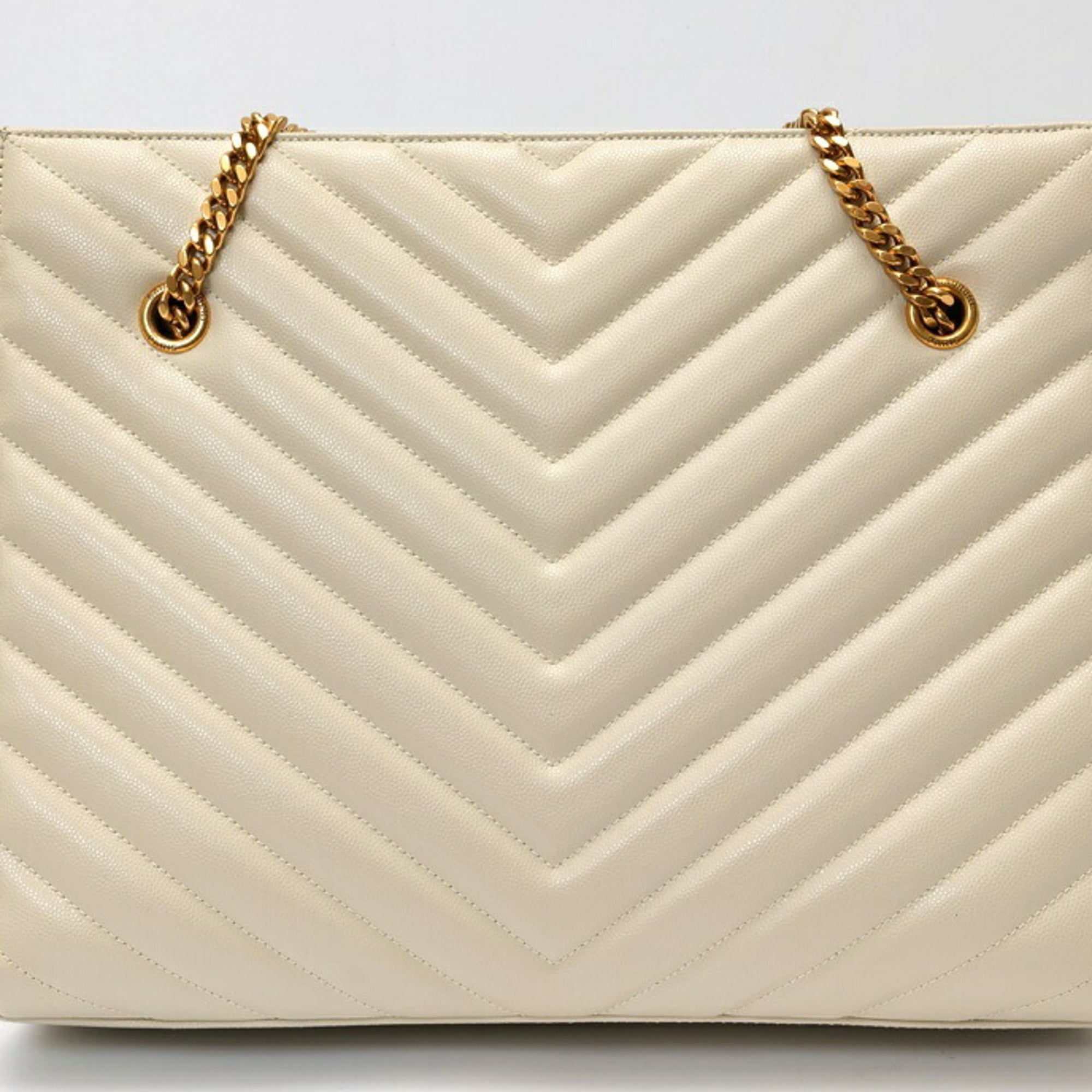 Saint Laurent Ivory Leather Shoulder Bag Tote Bag (Pre-Owned)