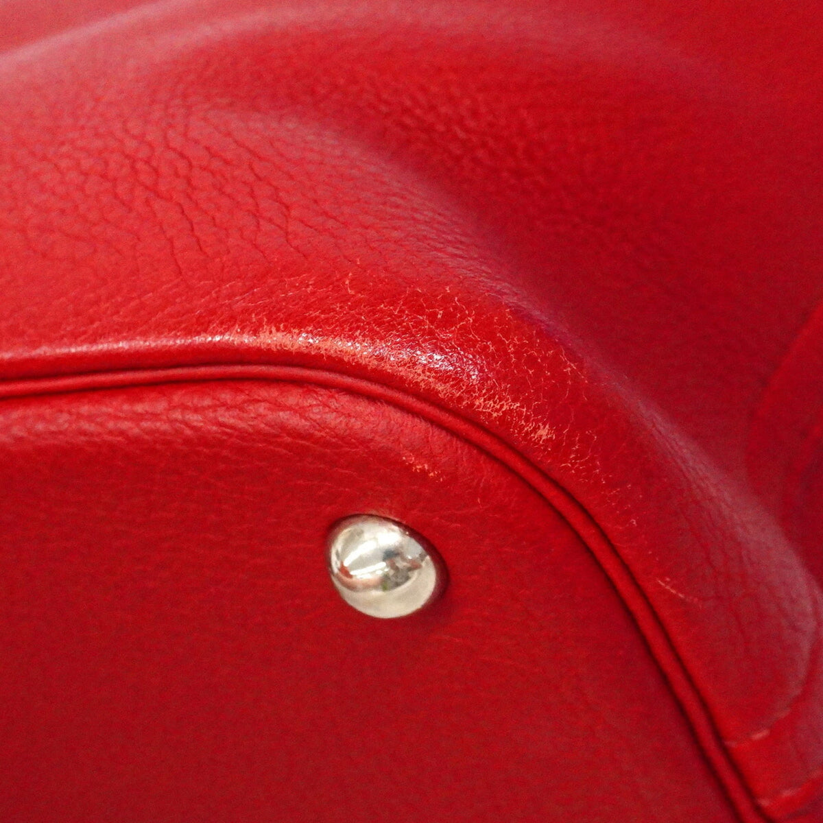Hermes Rouge Casaque Taurillon Clemence Leather Handbag (Pre-Owned)