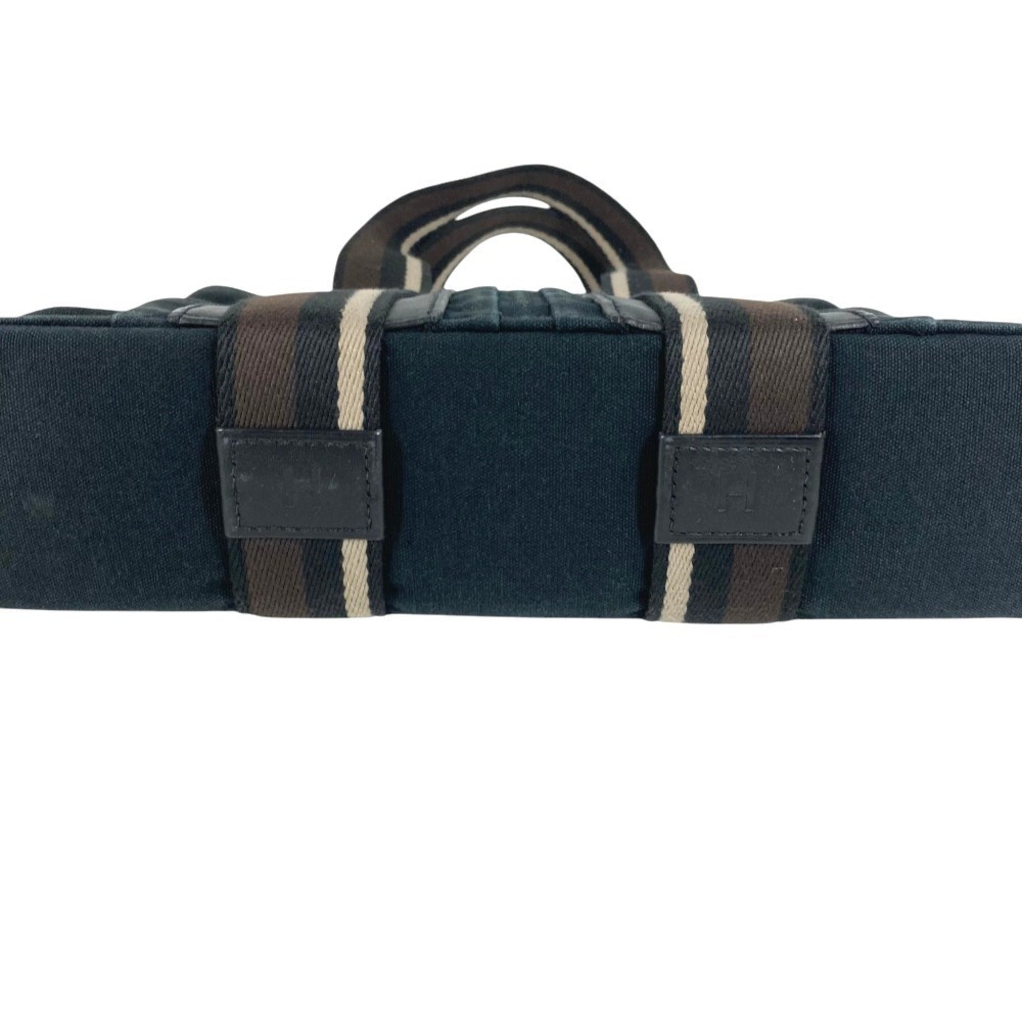 Hermes Black Canvas Handbag Tote Bag (Pre-Owned)