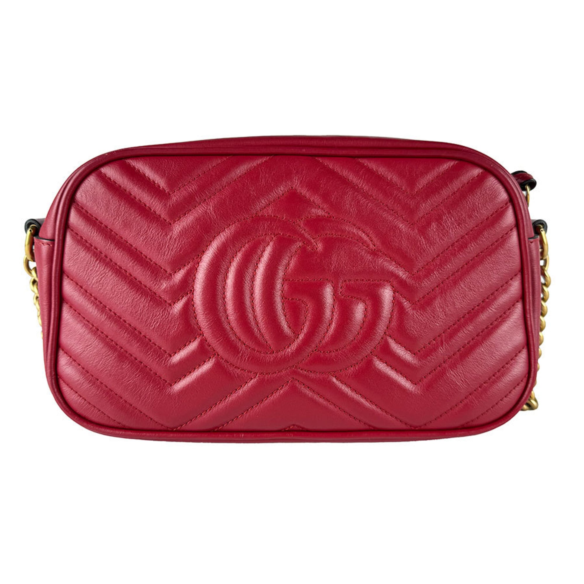 Gucci Red Color Leather Shoulder Bag (Pre-Owned)