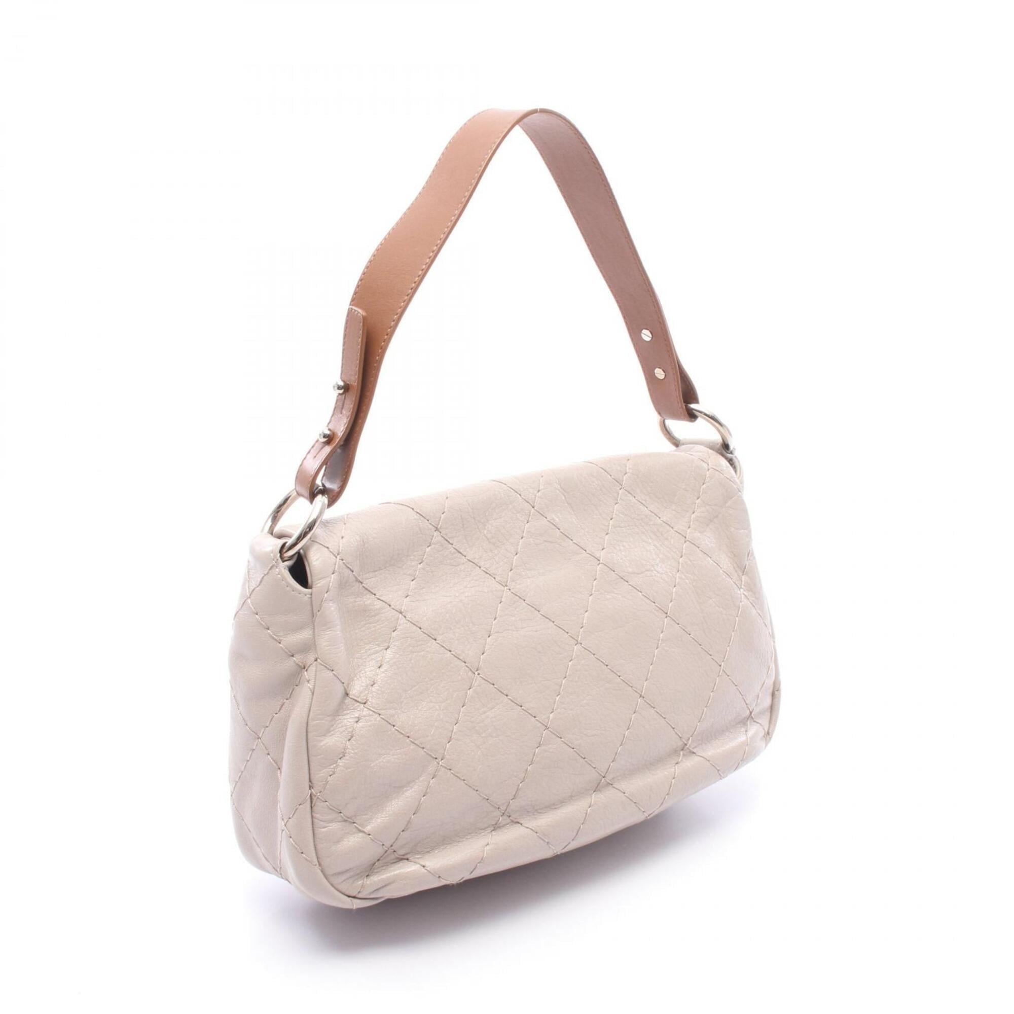 Chanel Beige Brown Leather Handbag Shoulder Bag (Pre-Owned)