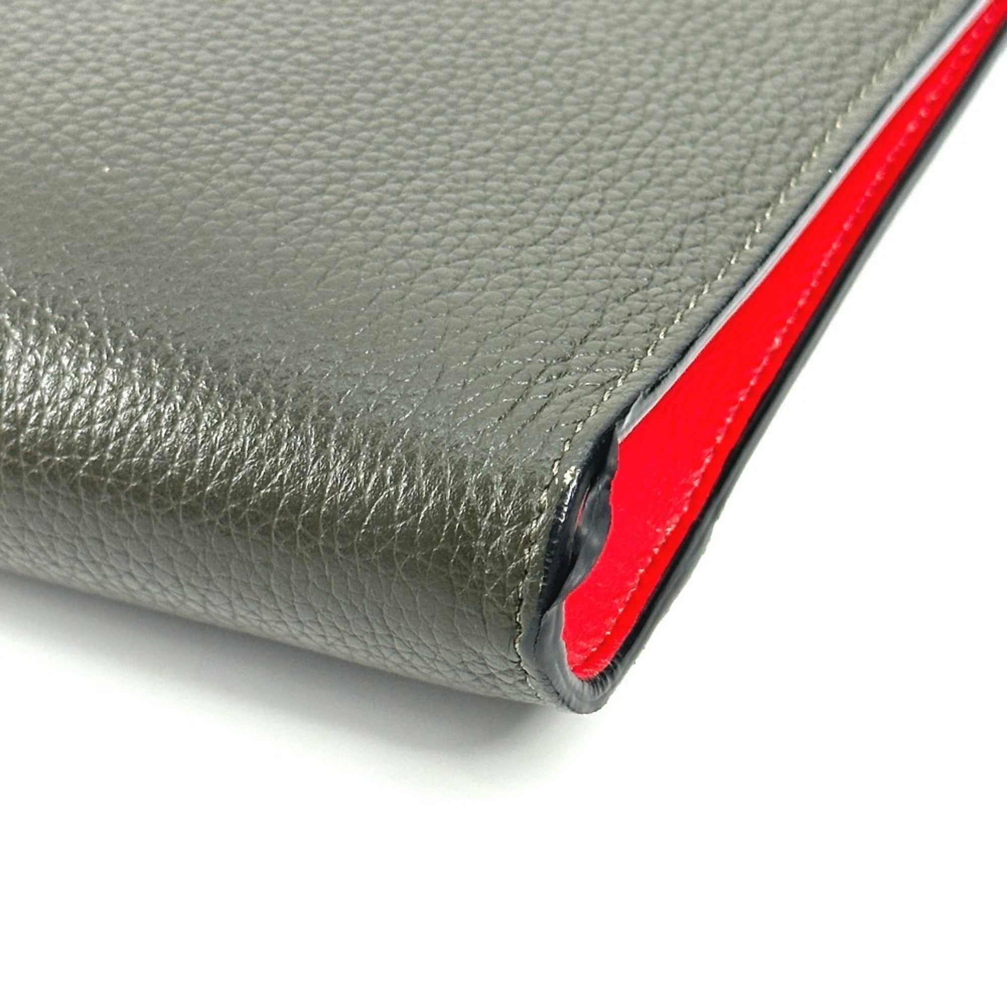 Christian Louboutin Khaki Leather Clutch Bag Shoulder Bag (Pre-Owned)