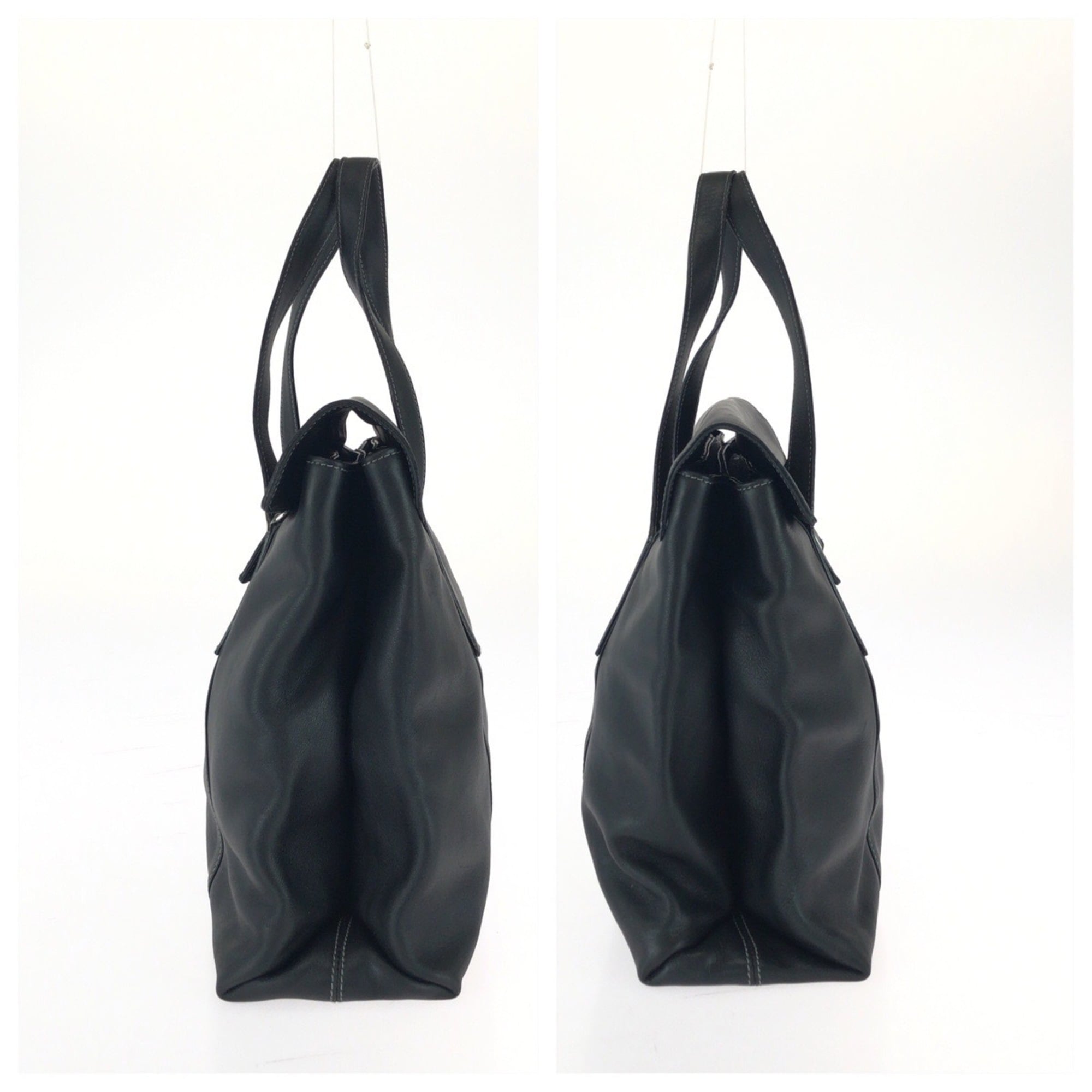 Bvlgari Black Leather Shoulder Bag Tote Bag (Pre-Owned)