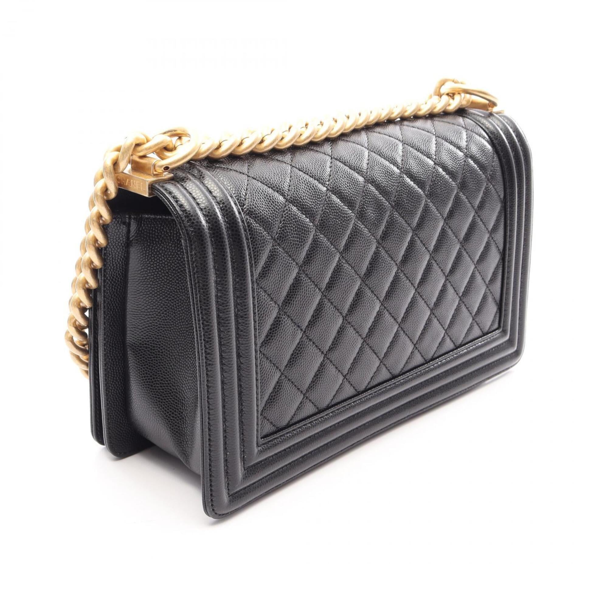 Chanel Black Grained Calfskin Handbag Shoulder Bag (Pre-Owned)