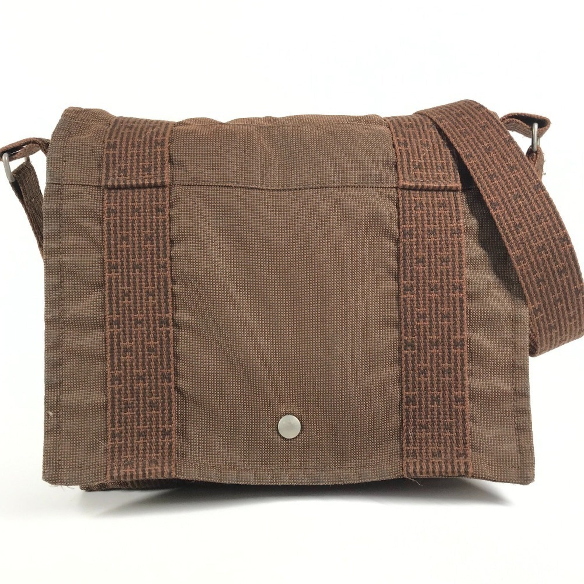 Hermes Brown Canvas Messenger Bag Shoulder Bag (Pre-Owned)