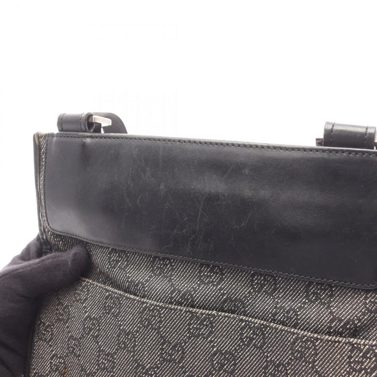 Gucci Black Denim Leather Handbag Shoulder Bag (Pre-Owned)