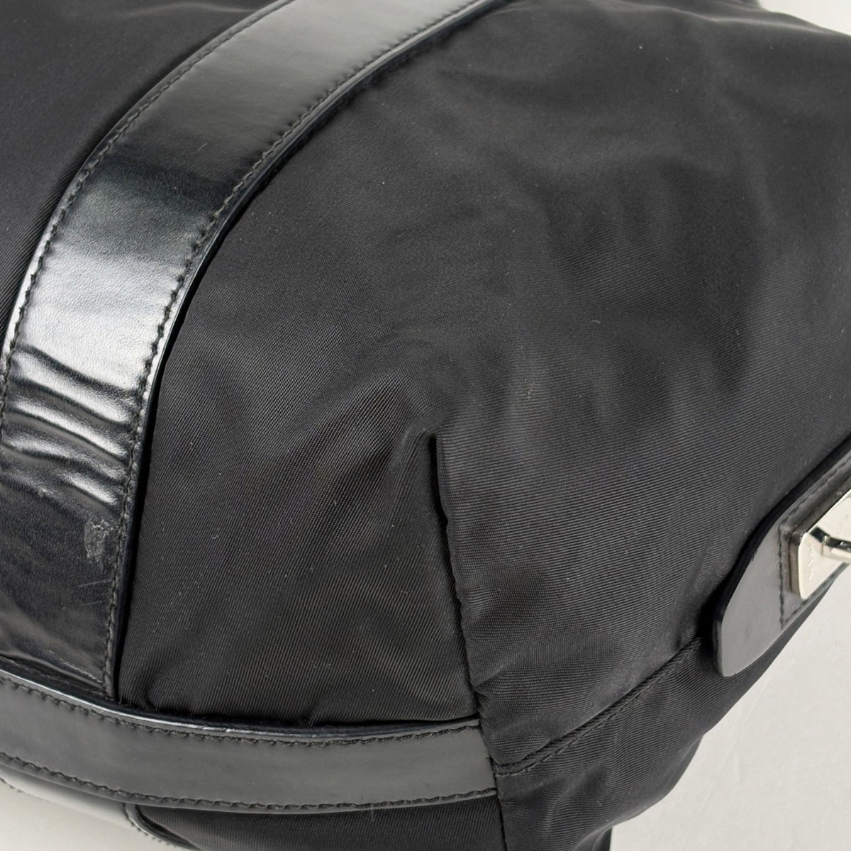 Prada Black Nylon Leather Handbag (Pre-Owned)