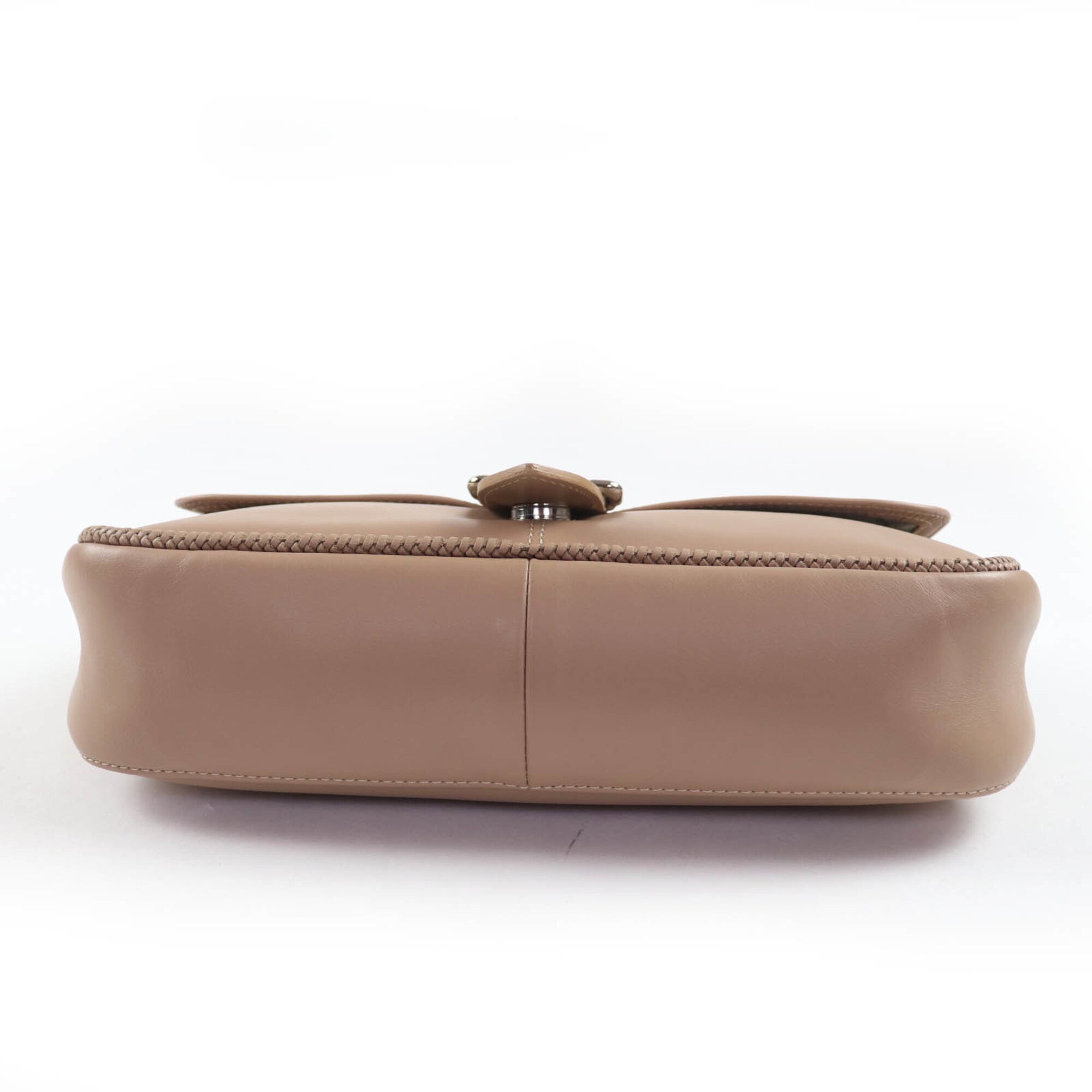 Longchamp Brown Leather Handbag Shoulder Bag (Pre-Owned)