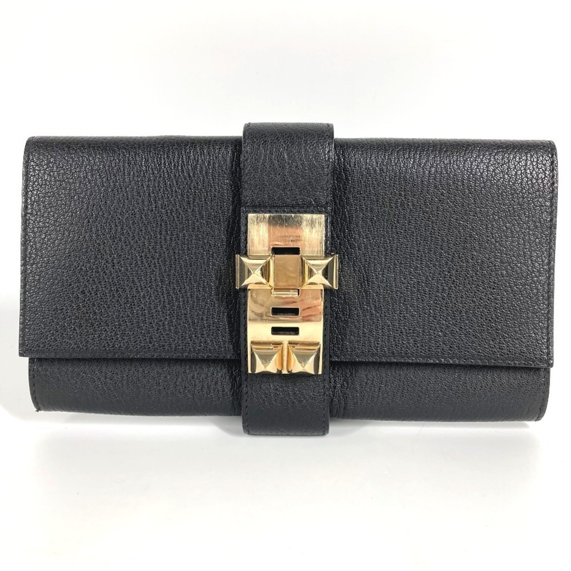 Hermes Black Leather Clutch Bag Pochette (Pre-Owned)