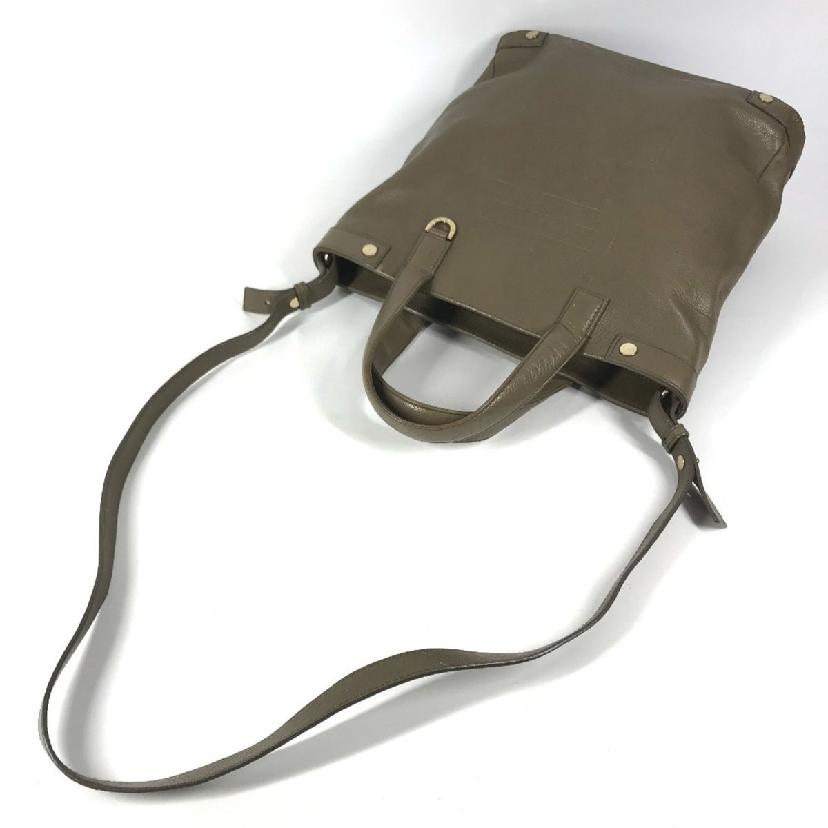 Bvlgari Gray Leather Handbag Shoulder Bag Tote Bag (Pre-Owned)