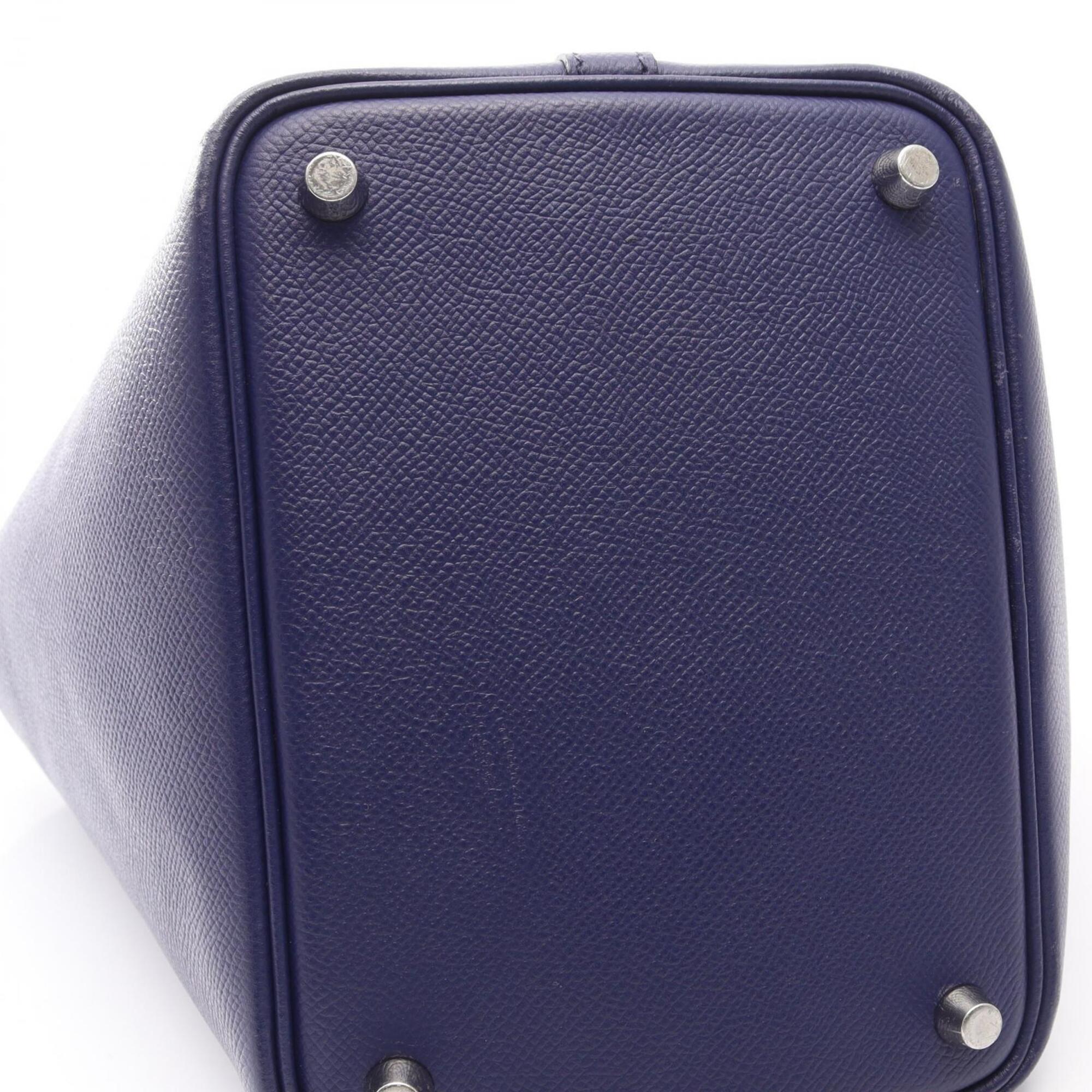 Hermes Picotin Black Brique Brown Navy Epsom Leather Handbag (Pre-Owned)