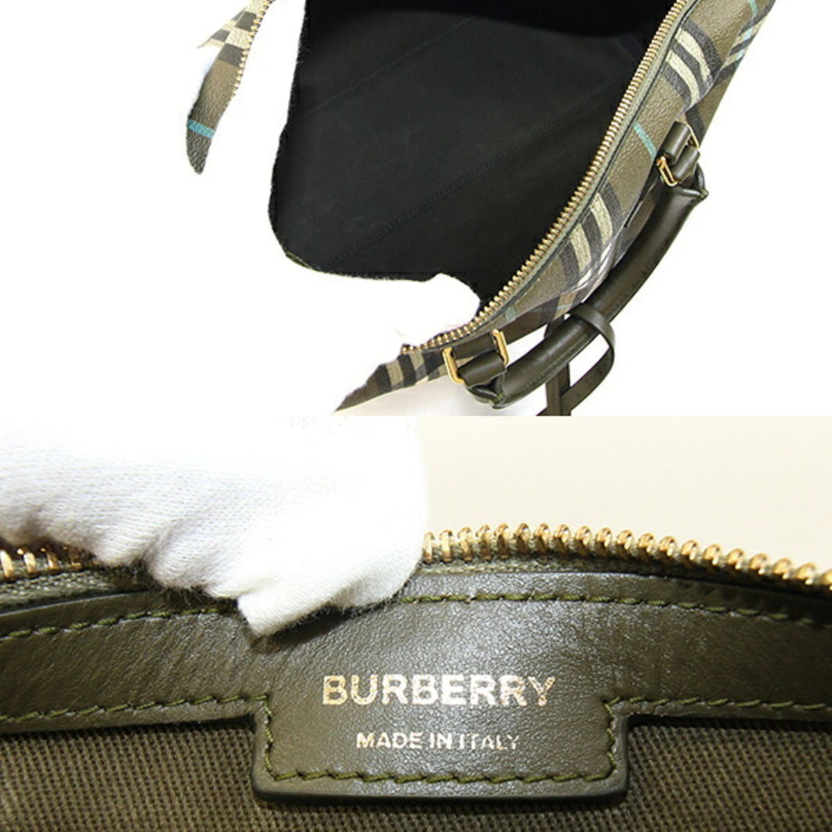 Burberry Green Olive Pvc Leather Handbag (Pre-Owned)