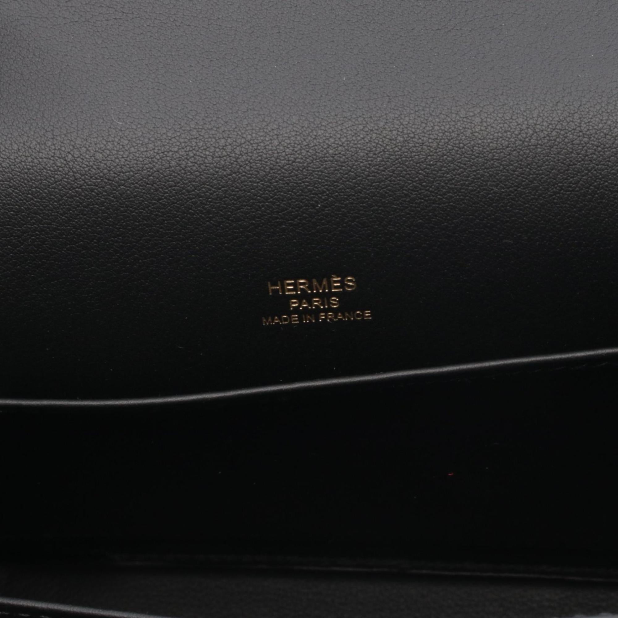 Hermes Black Chevre Leather Leather Handbag Shoulder Bag (Pre-Owned)