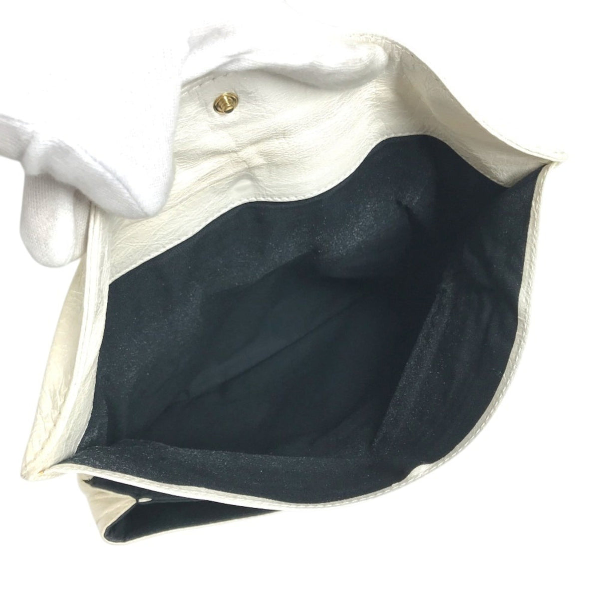 Balenciaga Gold White Leather Clutch Bag Handbag Pouch (Pre-Owned)