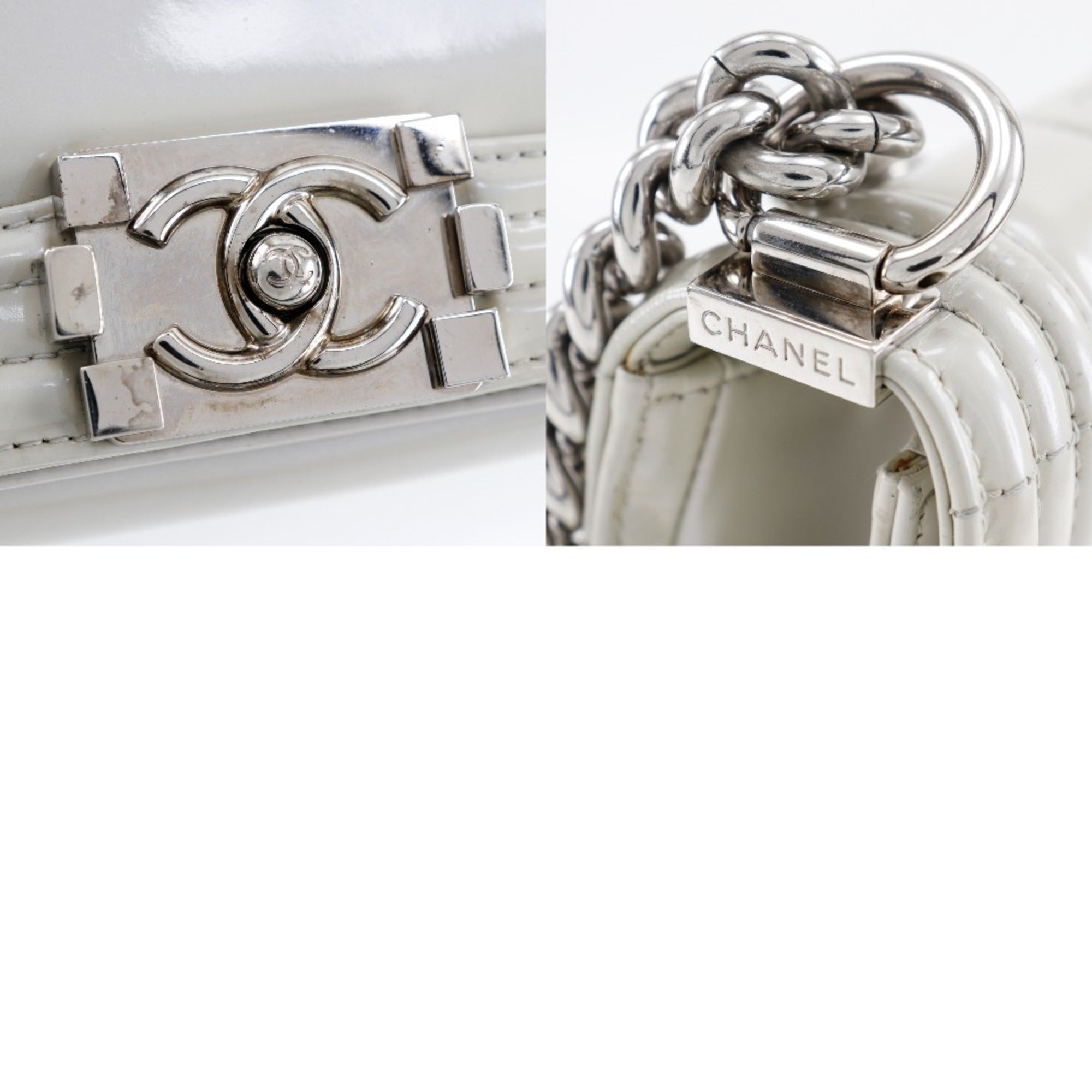 Chanel White Leather Shoulder Bag (Pre-Owned)