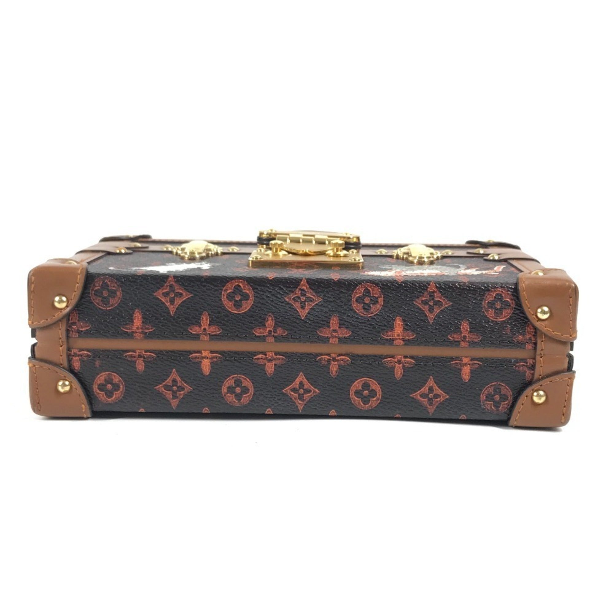 Louis Vuitton Brown Red Color Monogram Canvas Clutch Bag Shoulder Bag (Pre-Owned)