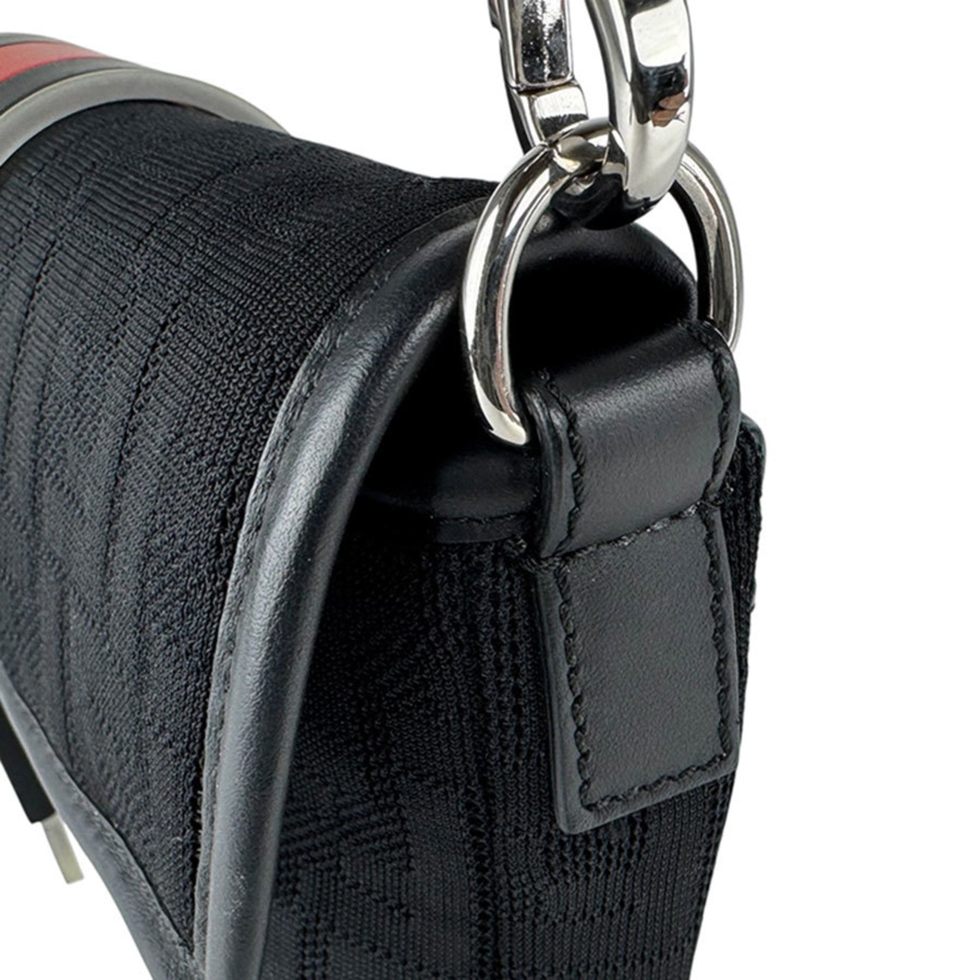 Fendi Black Red Color Fabric Rubber Shoulder Bag (Pre-Owned)