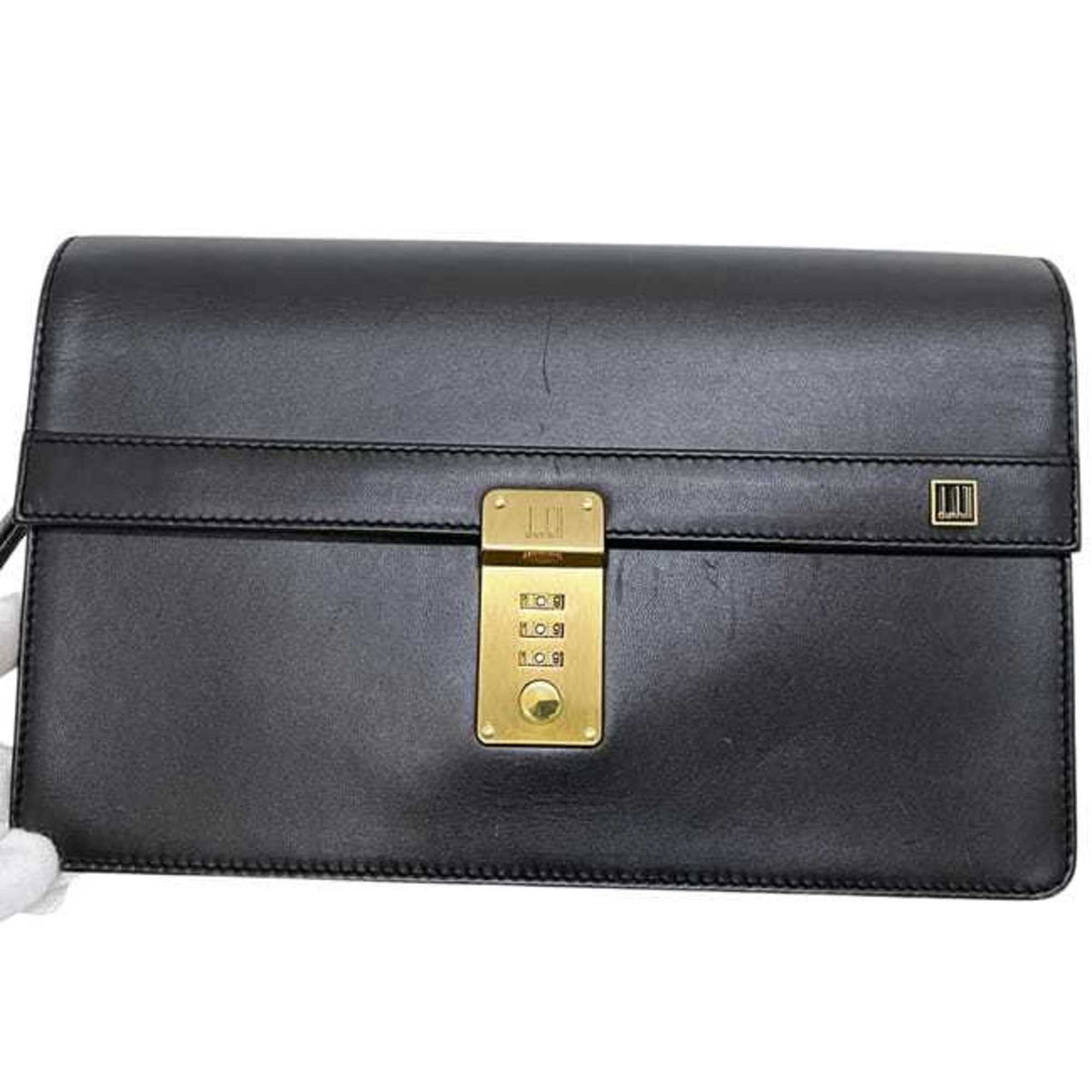 Dunhill Black Leather Clutch Bag (Pre-Owned)