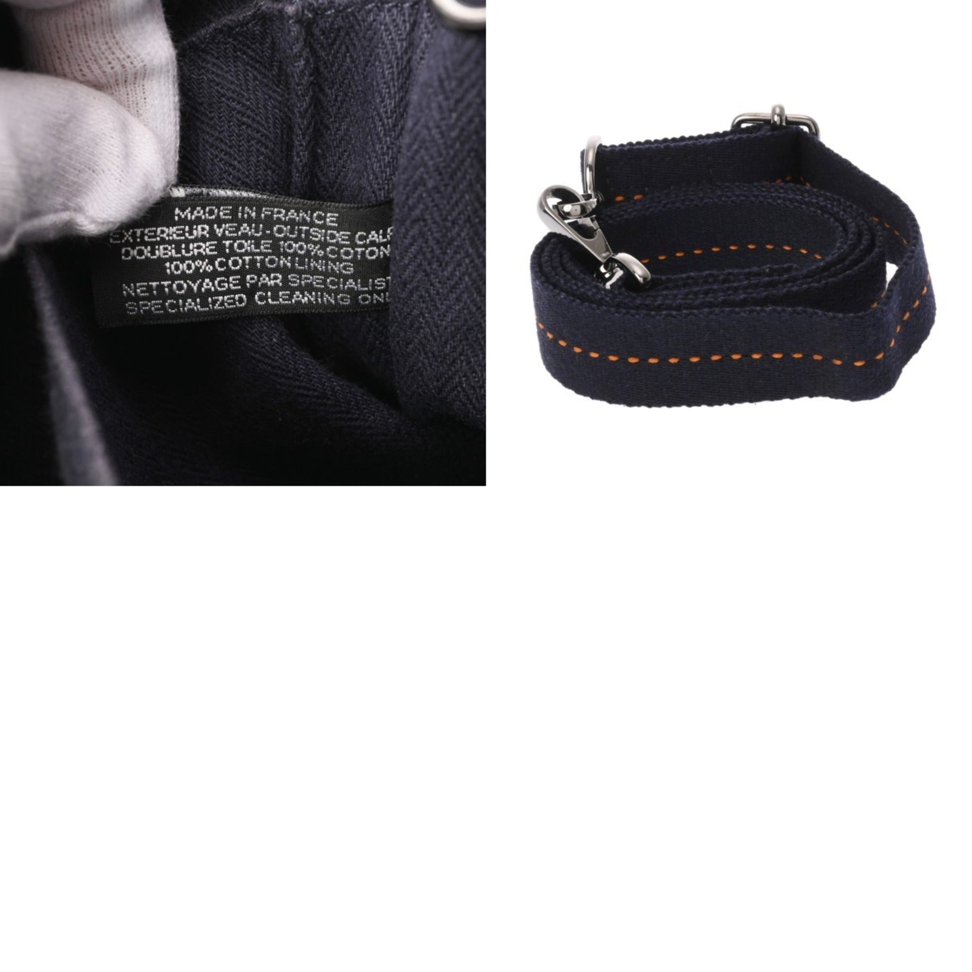 Hermes Caravan Horizontal Navy Veau Derma Handbag (Pre-Owned)