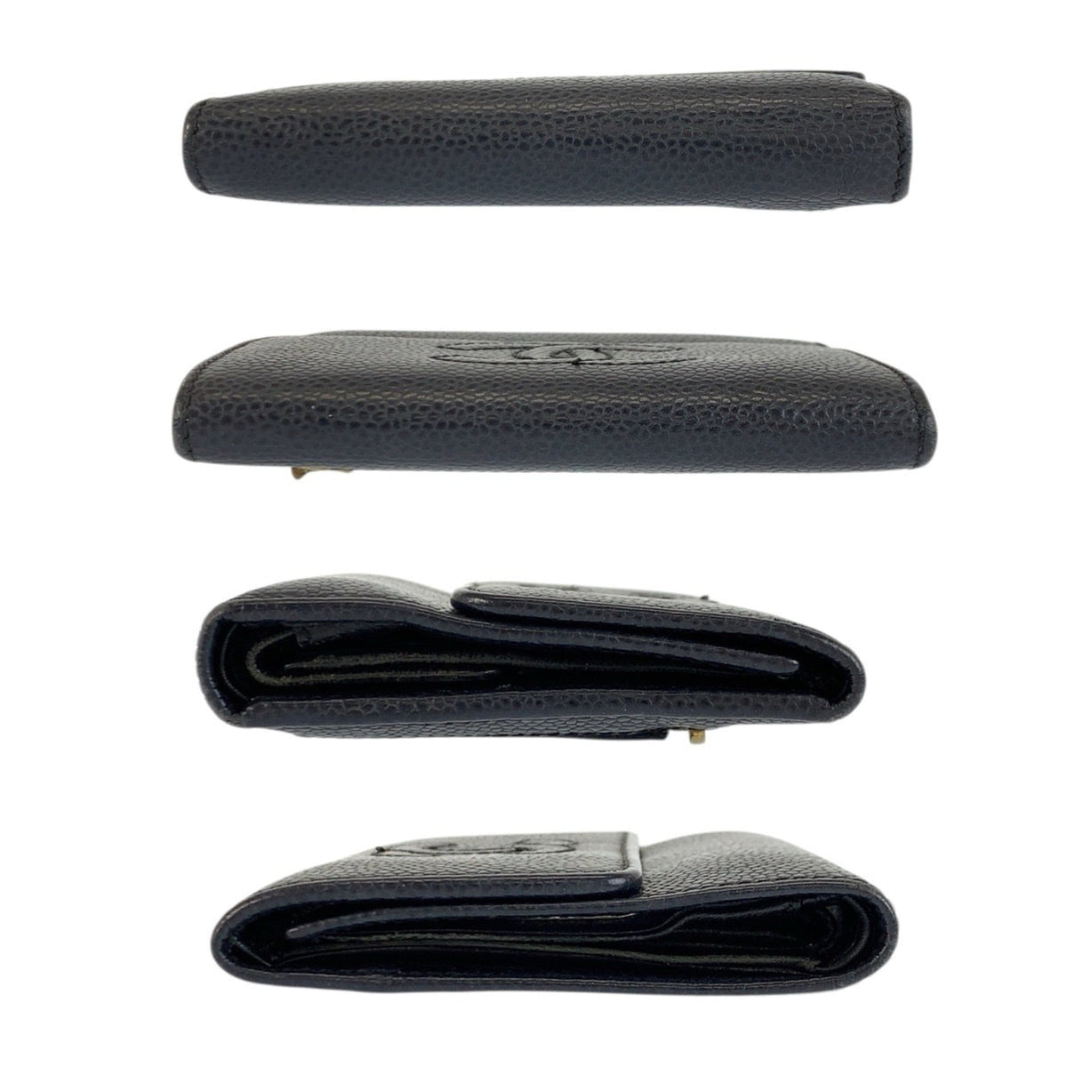 Chanel Black Leather Wallet (Tri-Fold) (Pre-Owned)