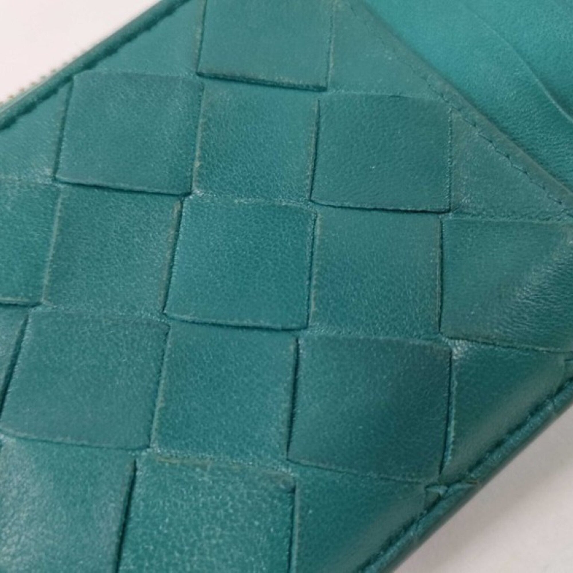 Bottega Veneta Intrecciato Green Leather Coin Purse/Coin Case (Pre-Owned)