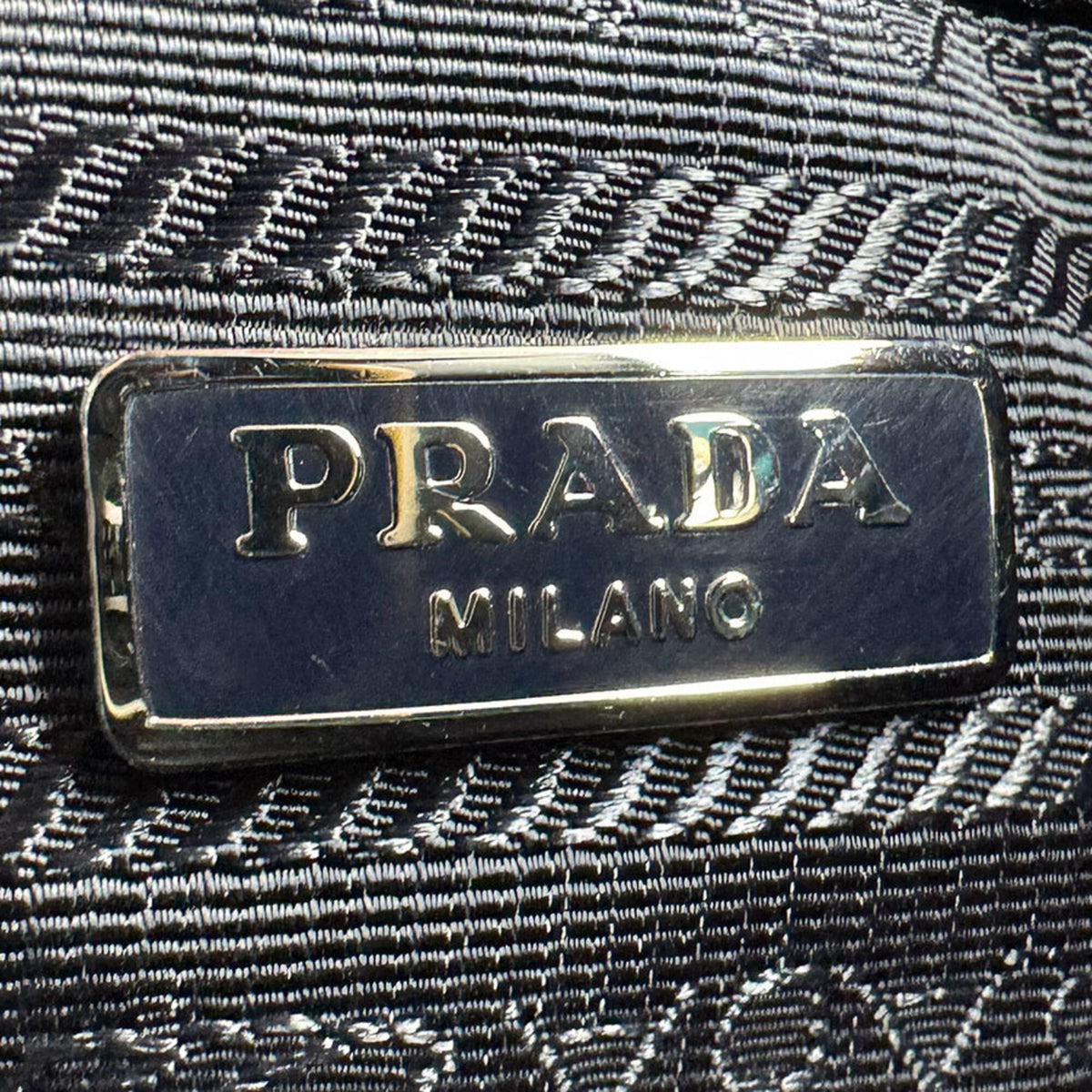 Prada Black Blue Navy Nylon Leather Handbag (Pre-Owned)