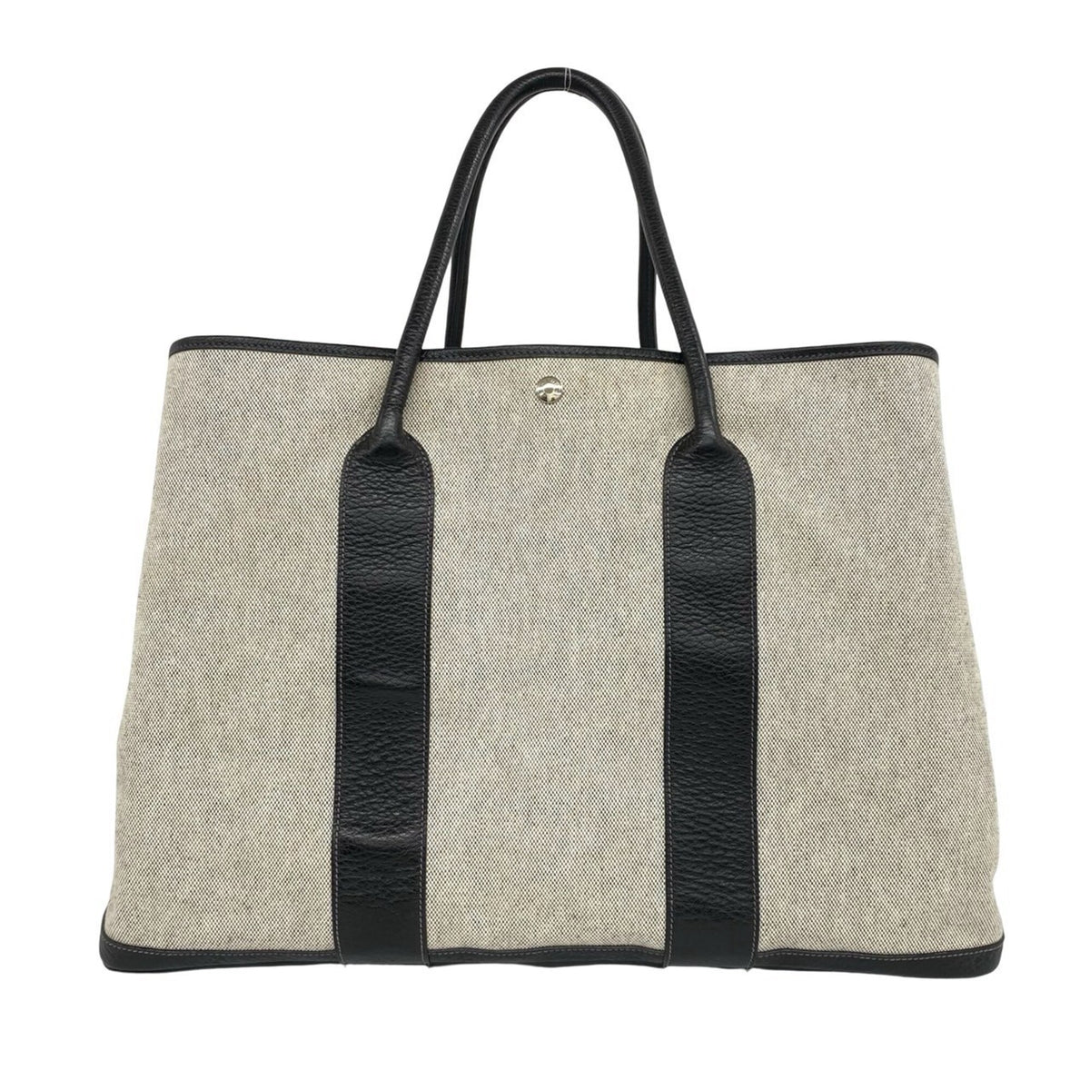 Hermes Black Gray Toile H Negonda Leather Handbag (Pre-Owned)