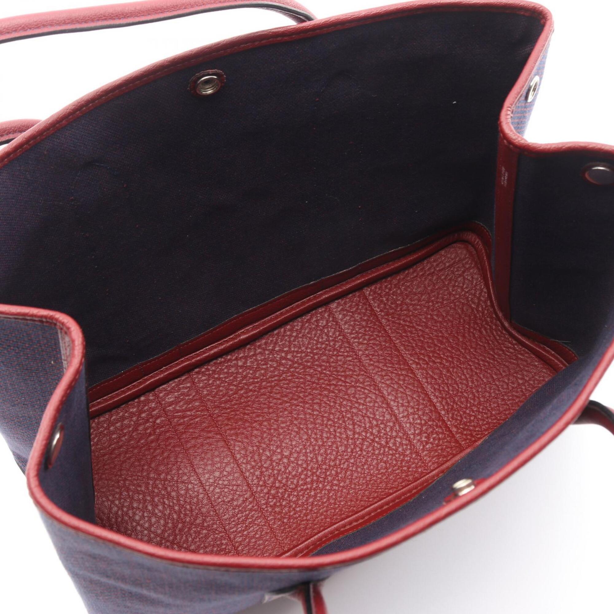 Hermes Bordeaux Navy Buffle Skipper Leather Handbag Tote Bag (Pre-Owned)