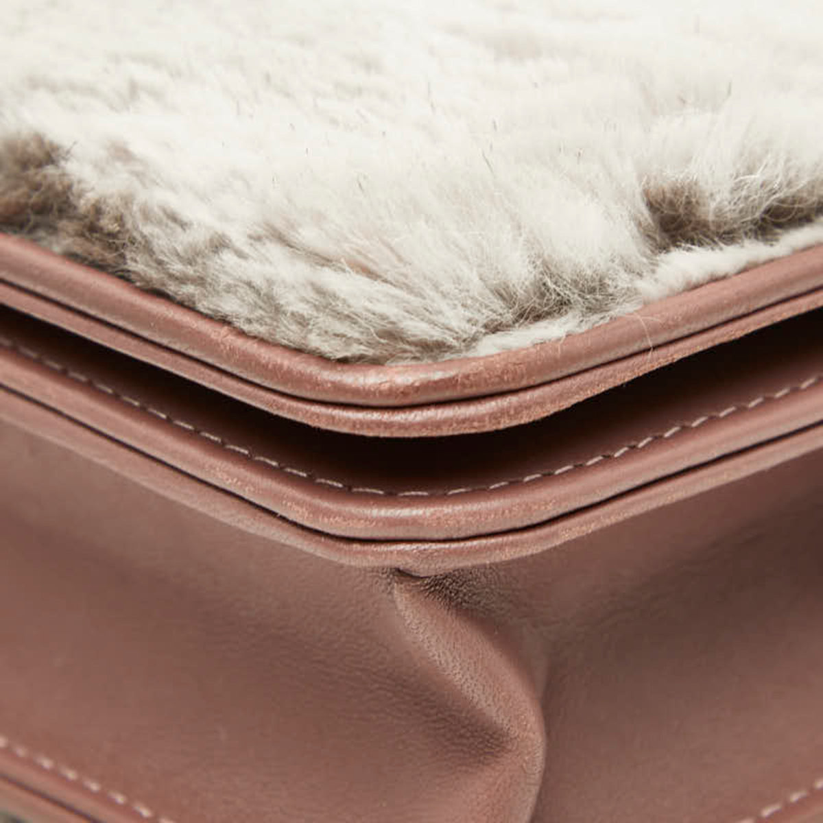 Chanel Gray Pink Fur Leather Shoulder Bag (Pre-Owned)